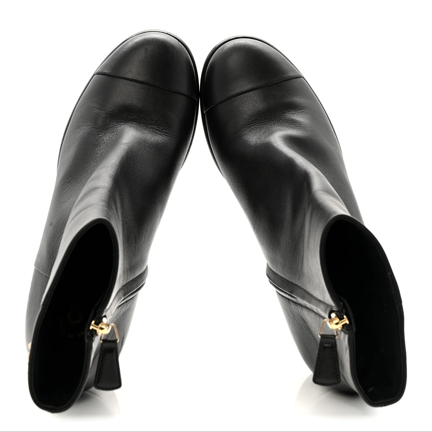 Calfskin CC Ankle Boots 38.5 Black - Image 3