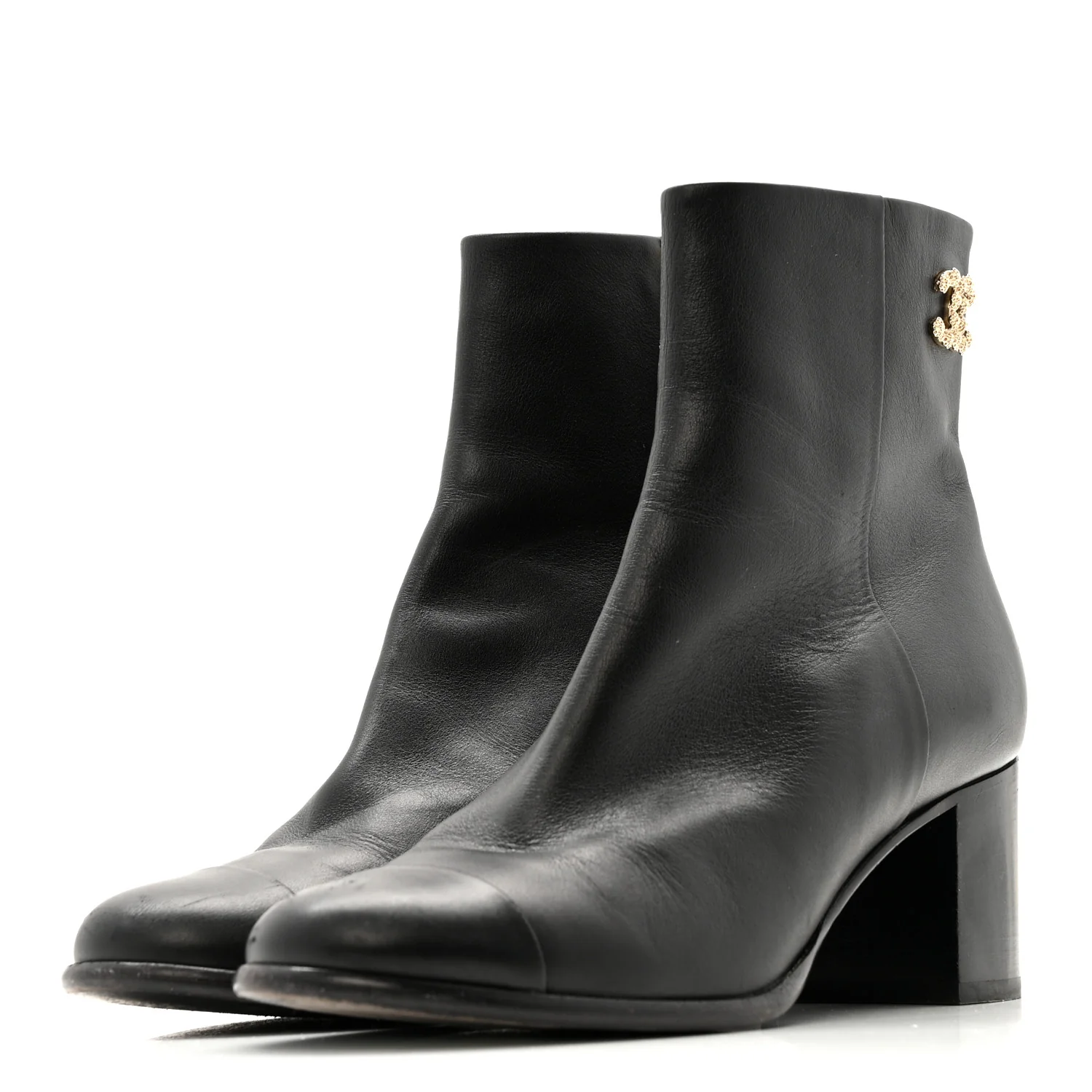 Calfskin CC Ankle Boots 38.5 Black - Image 7