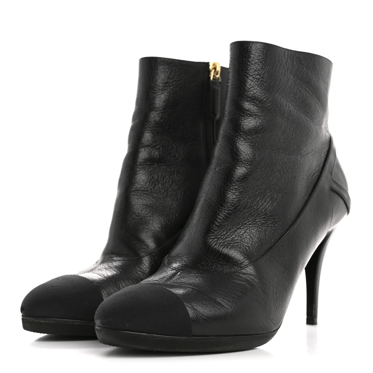 Calfskin CC Cap Toe Booties 39 Black - Image 4