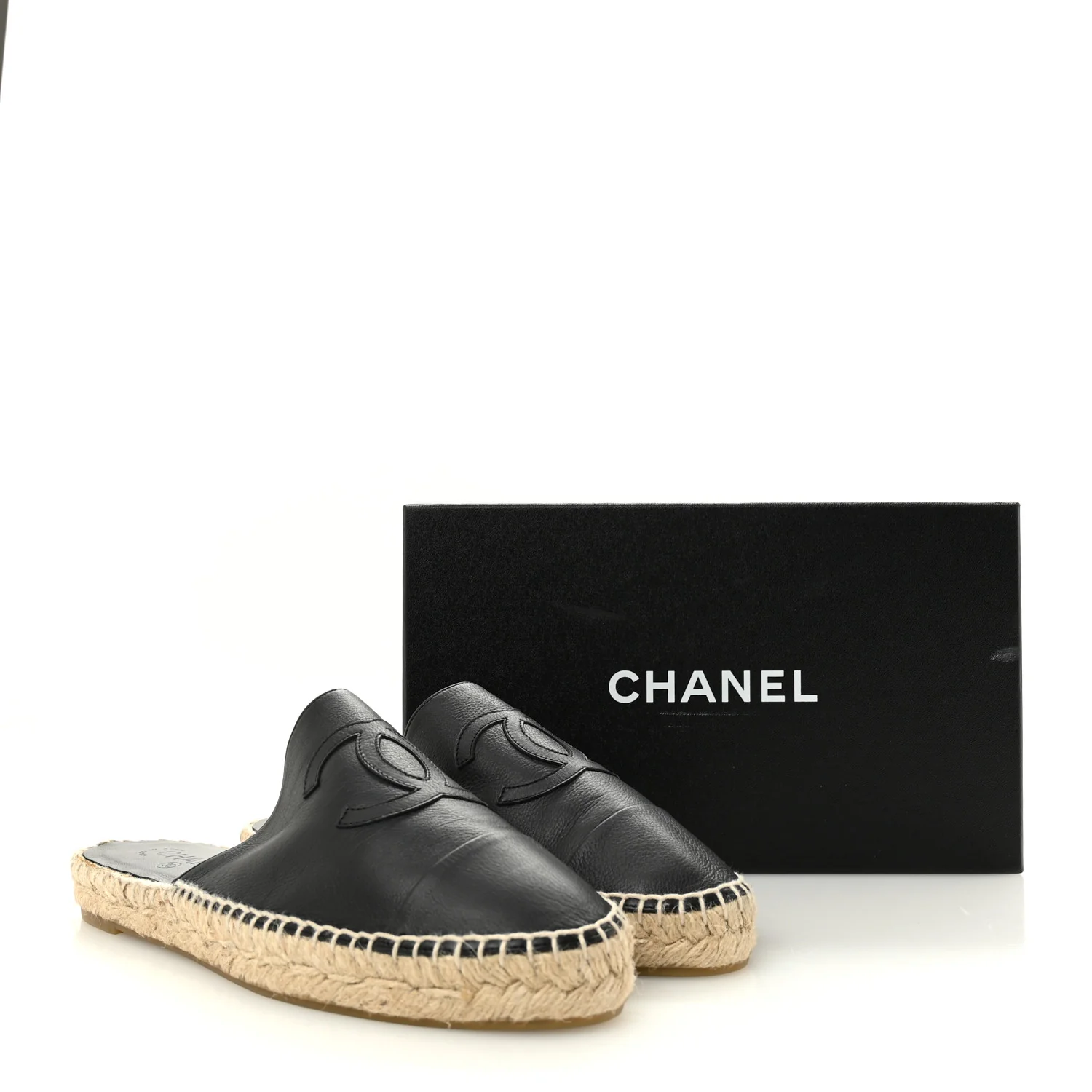 Calfskin CC Espadrille Mules 41 Black - Image 10