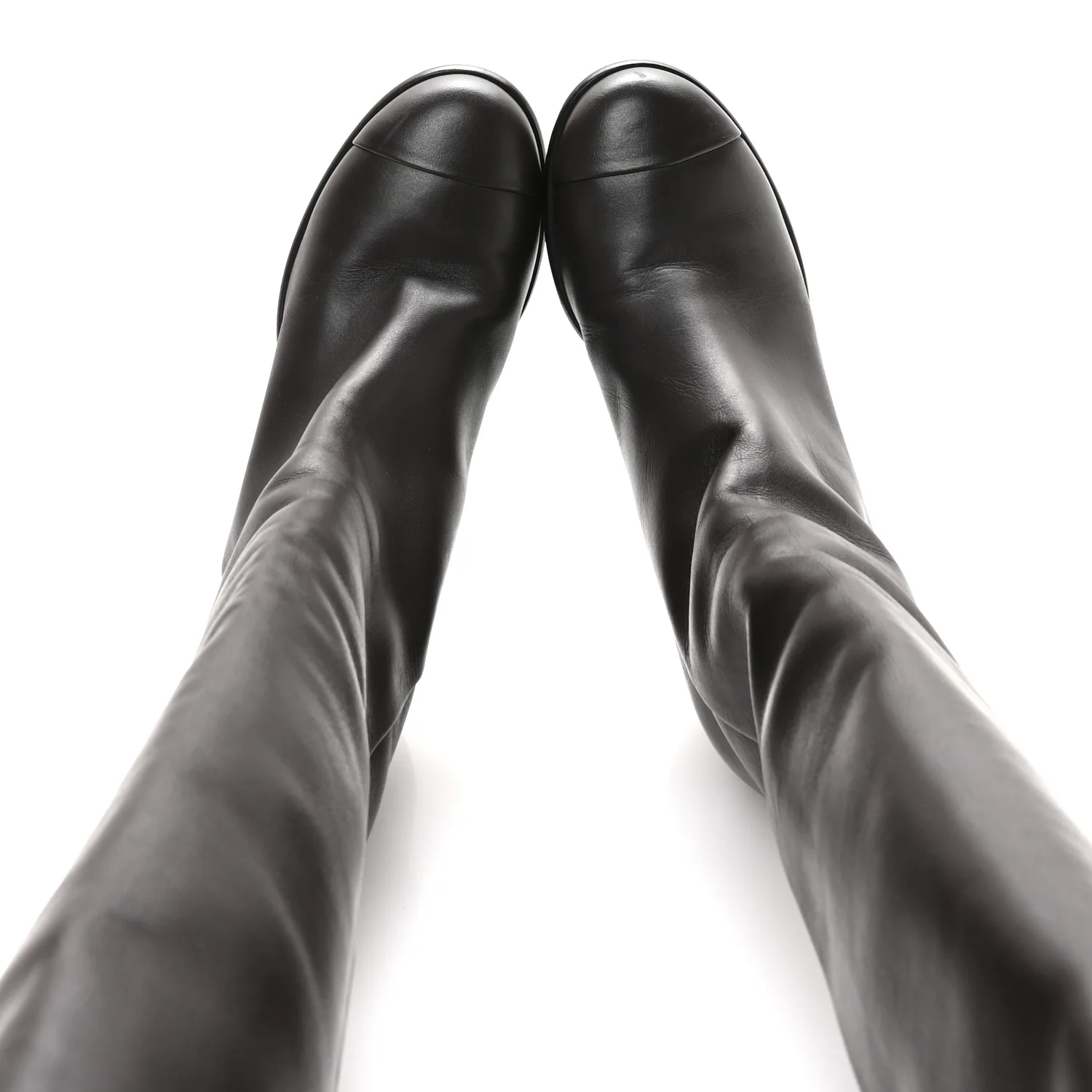 Calfskin CC High Boots 35.5 Dark Brown - Image 2