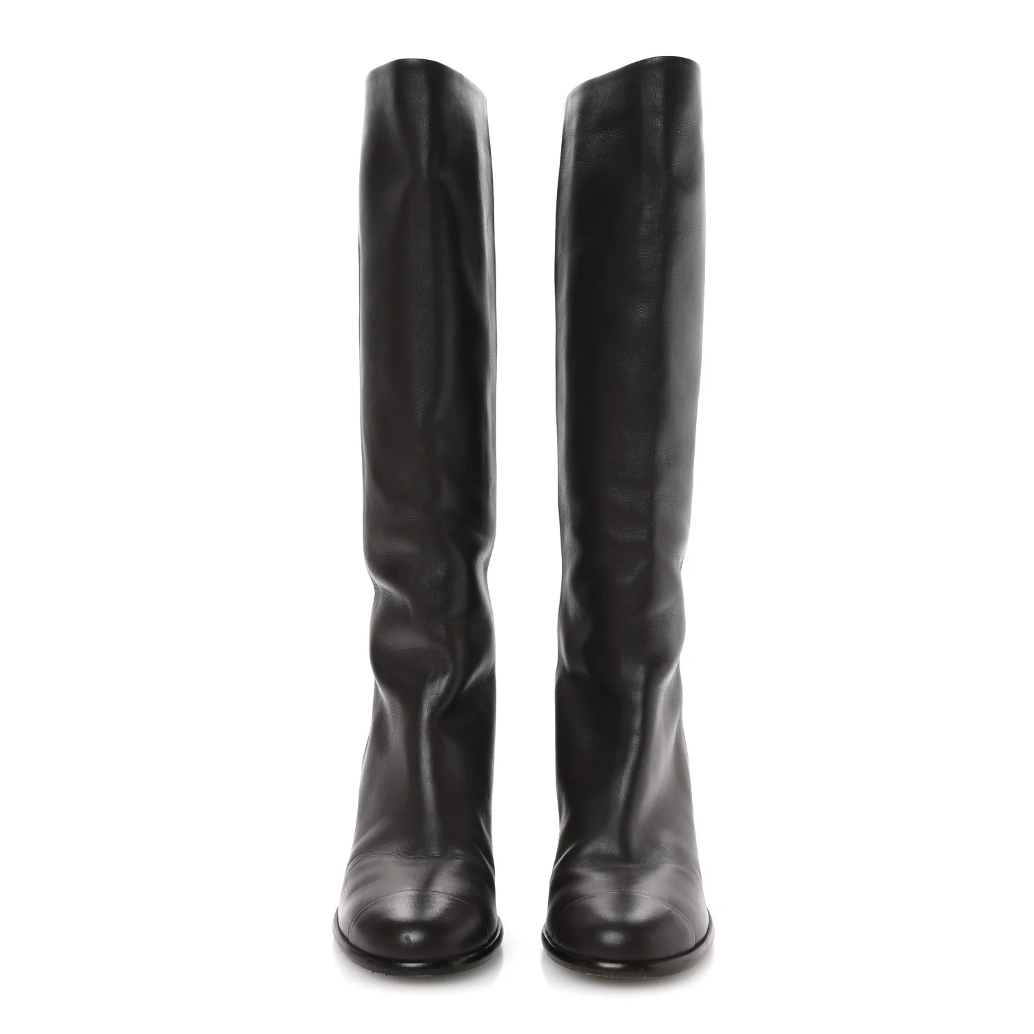 Calfskin CC High Boots 35.5 Dark Brown - Image 3