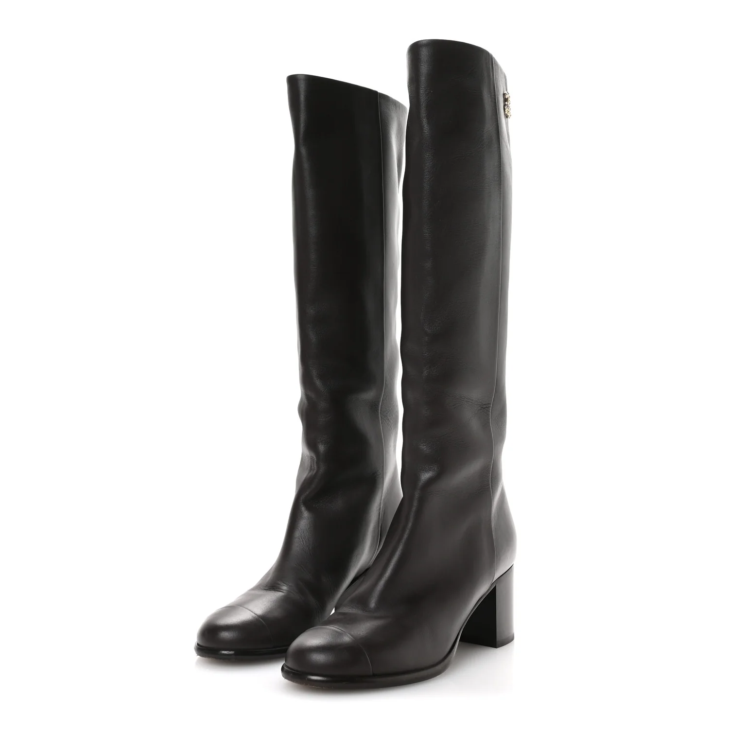 Calfskin CC High Boots 35.5 Dark Brown - Image 4