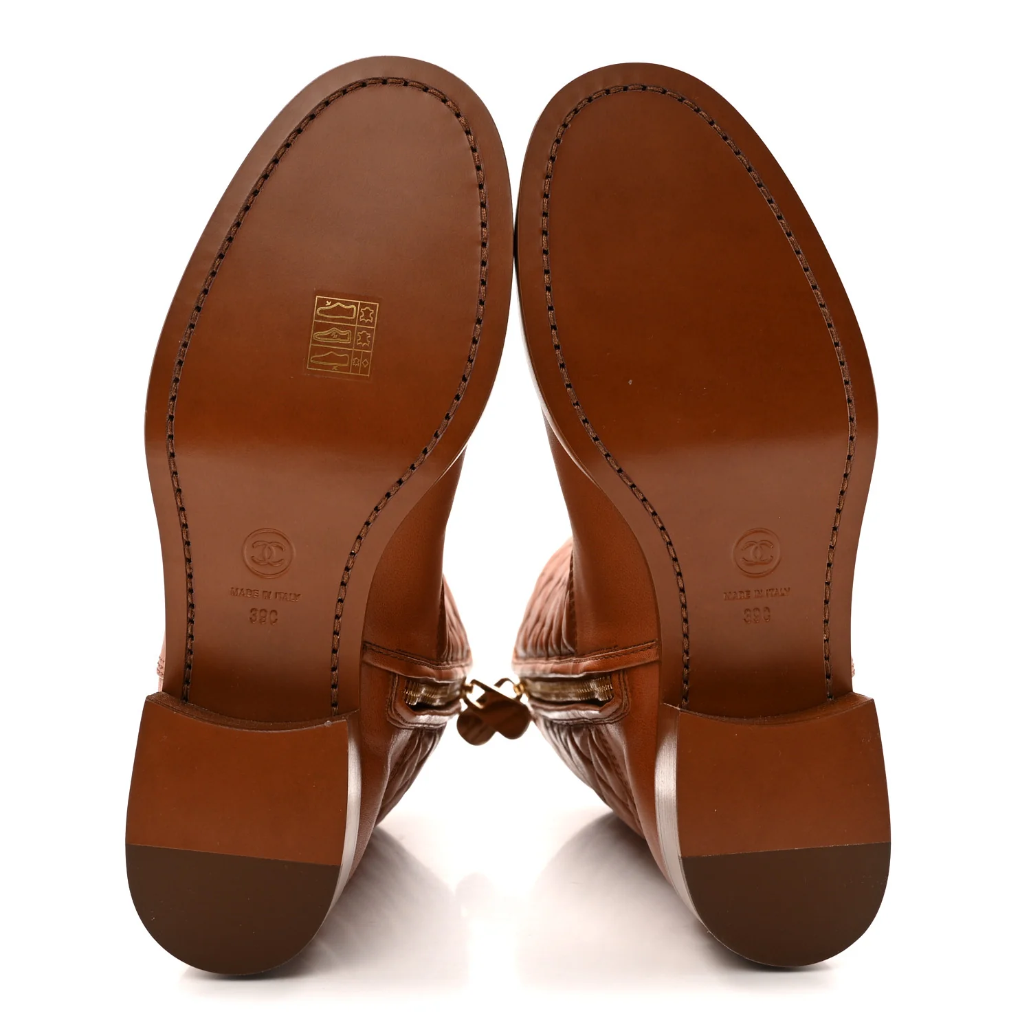 Calfskin CC Logo Mid Calf Boots 39 Brown - Image 6