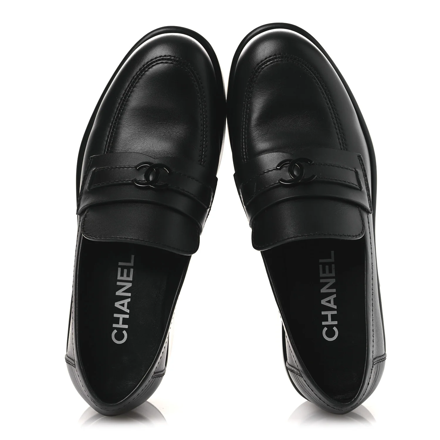 Calfskin CC Platform Loafers 38 Black - Image 2