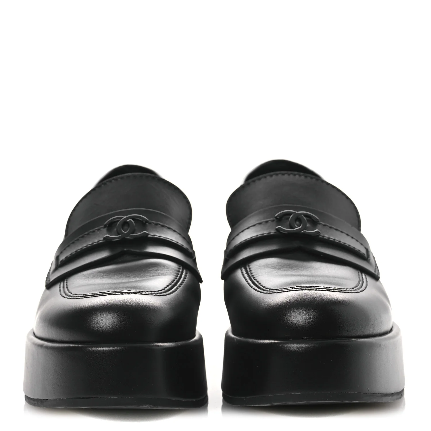 Calfskin CC Platform Loafers 38 Black - Image 3