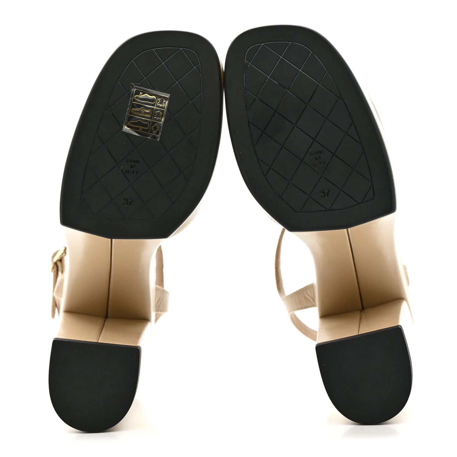 Calfskin CC Platform Sandals 37 Light Beige - Image 6