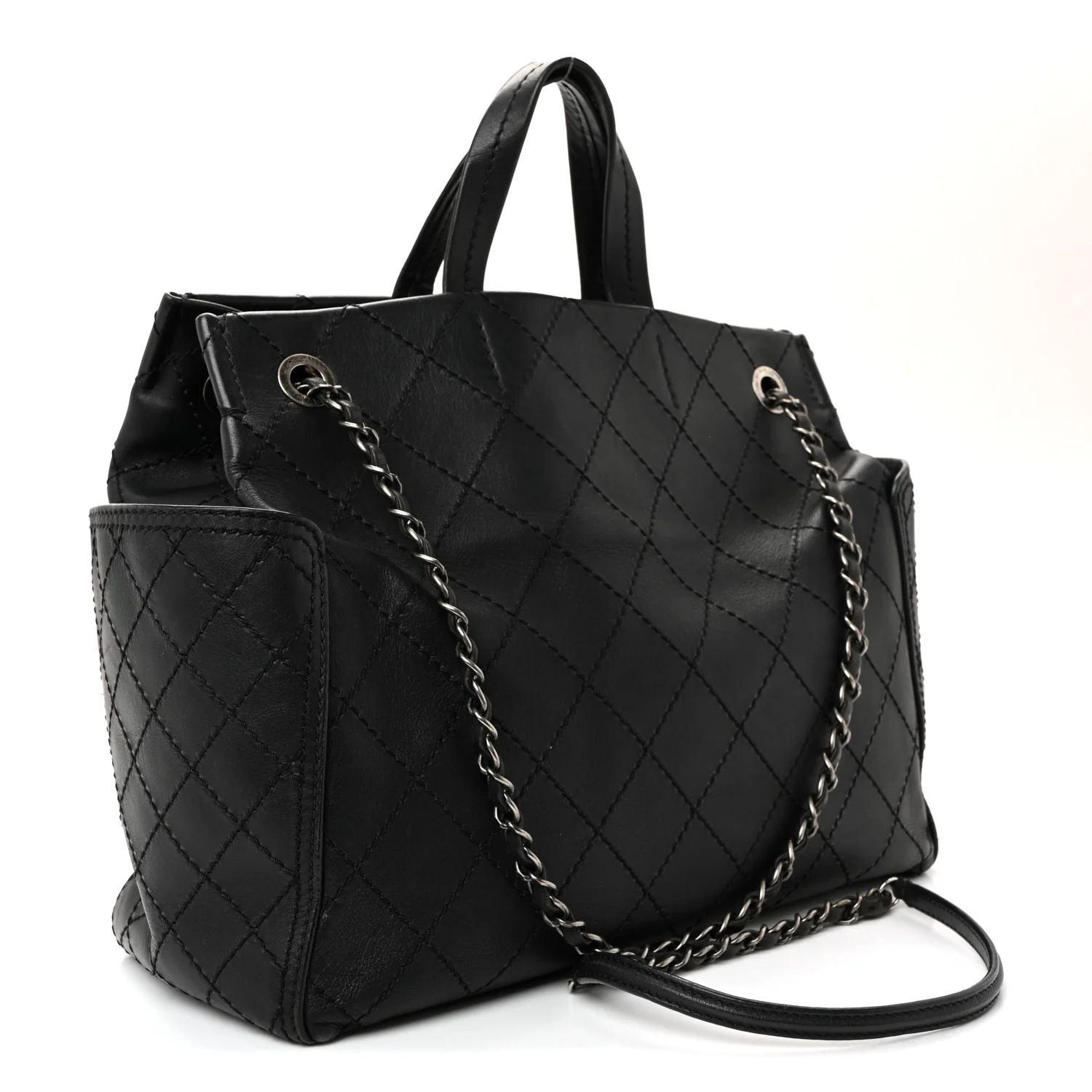 Calfskin CC Pocket Tote Black - Image 3