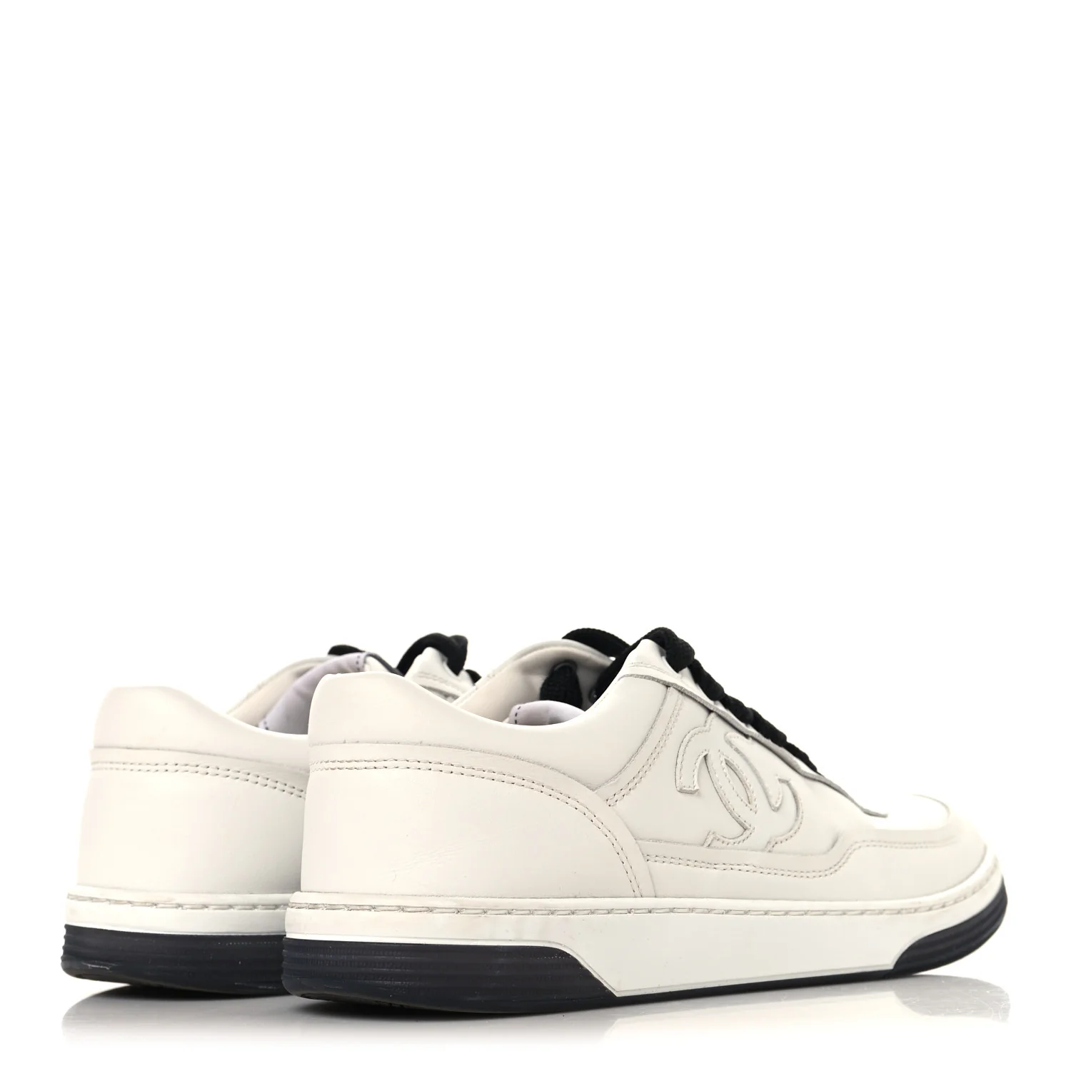 Calfskin CC Womens Sneakers 36 White Black - Image 5