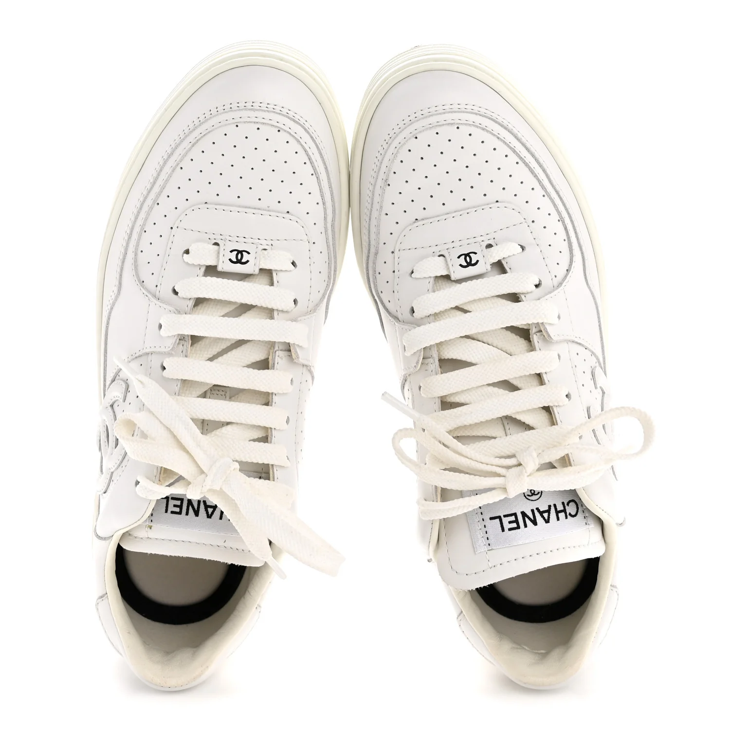 Calfskin CC Womens Sneakers 38 White - Image 2