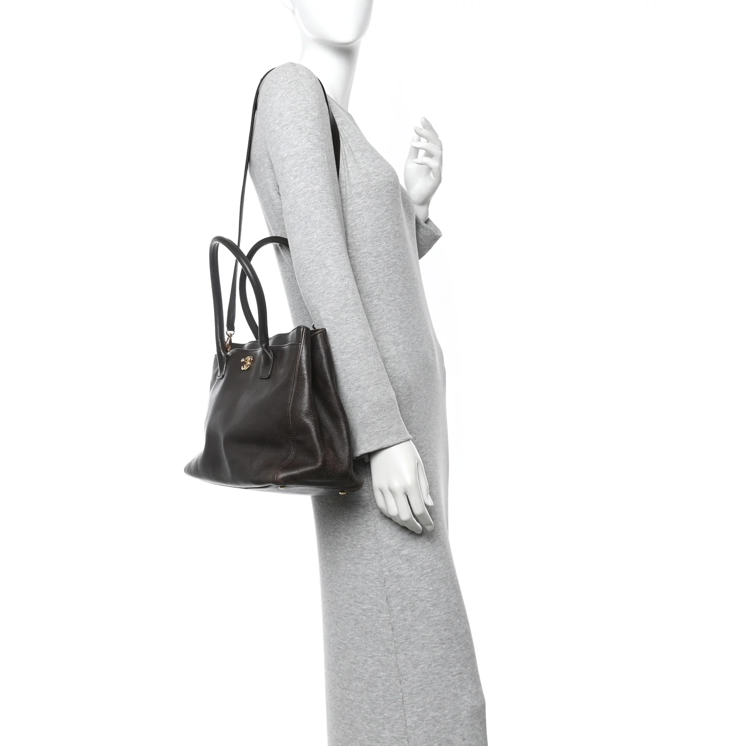 Calfskin Cerf Executive Shopper Tote Brown - Image 2
