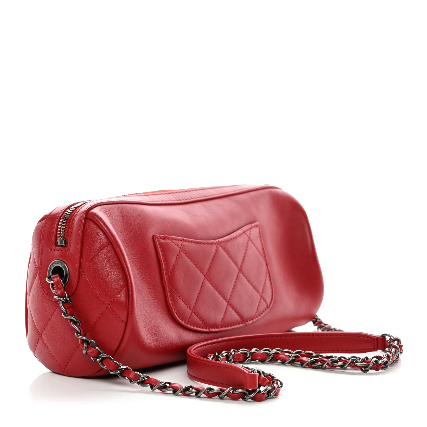 Calfskin Chain 20s Signature Bowling Bag Red - Image 3