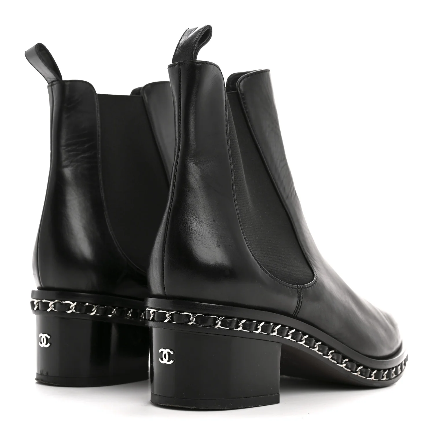 Calfskin Chain Around Chelsea Boots 39.5 Black - Image 5