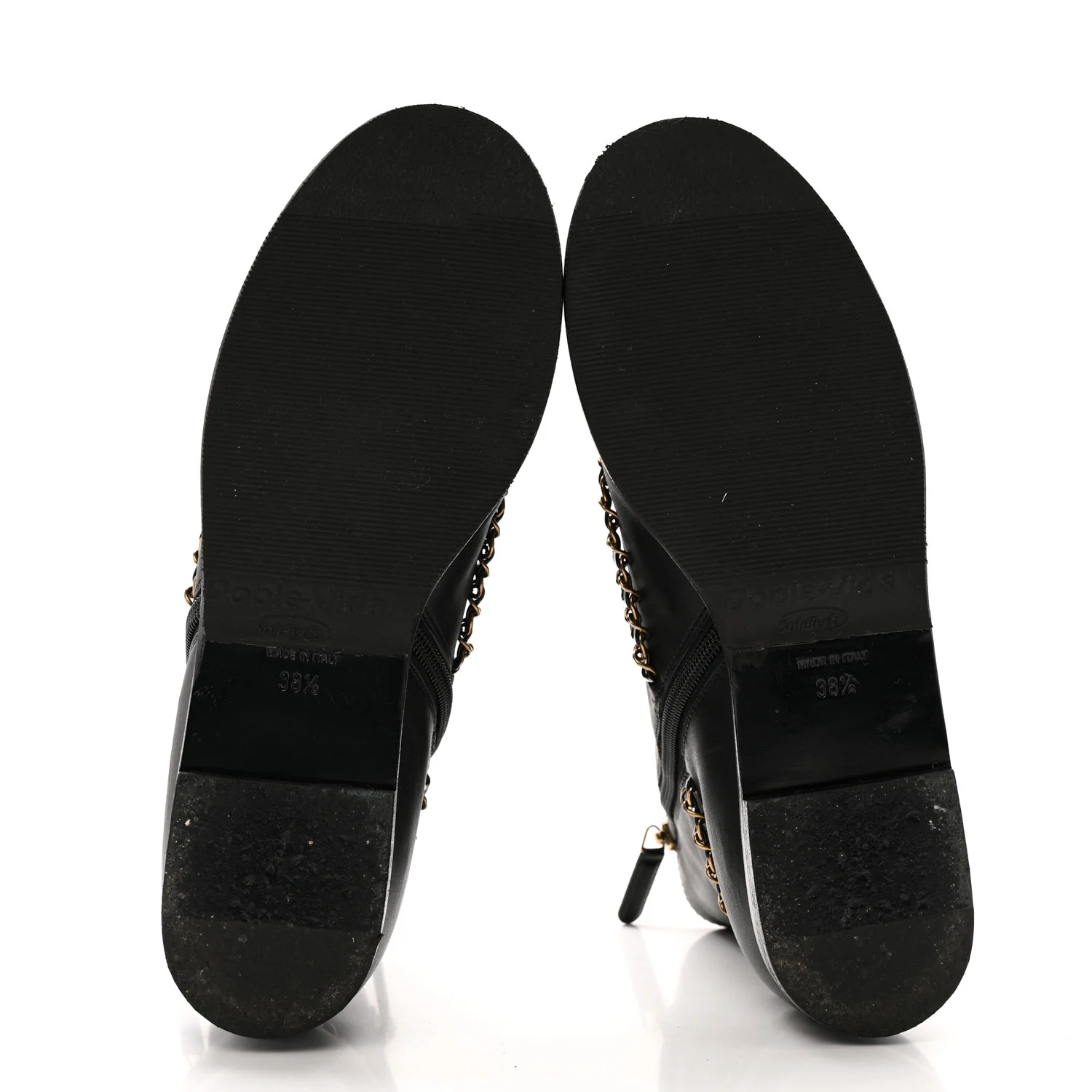 Calfskin Chain Lace Up Boots 38.5 Black - Image 6