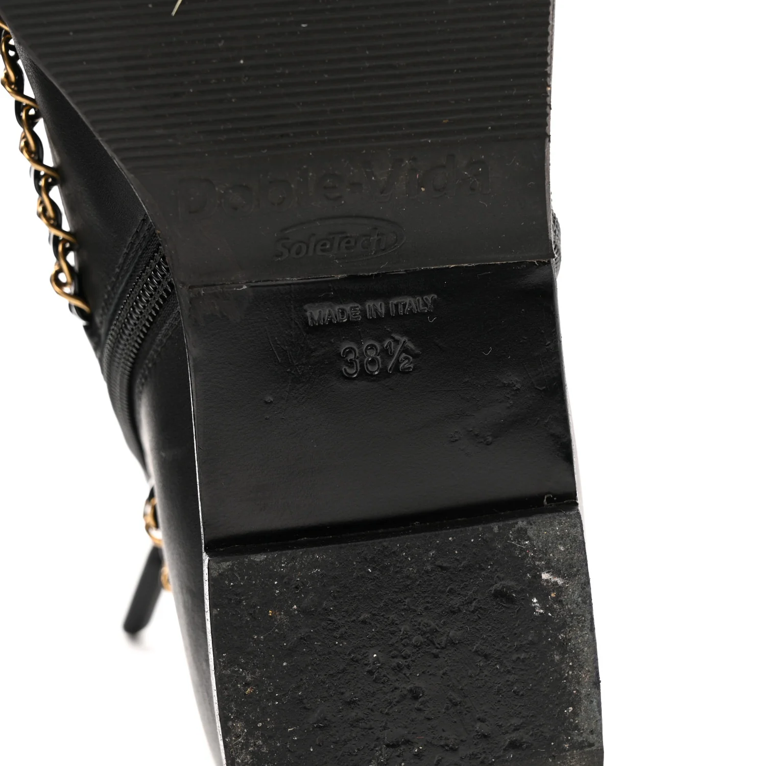 Calfskin Chain Lace Up Boots 38.5 Black - Image 7