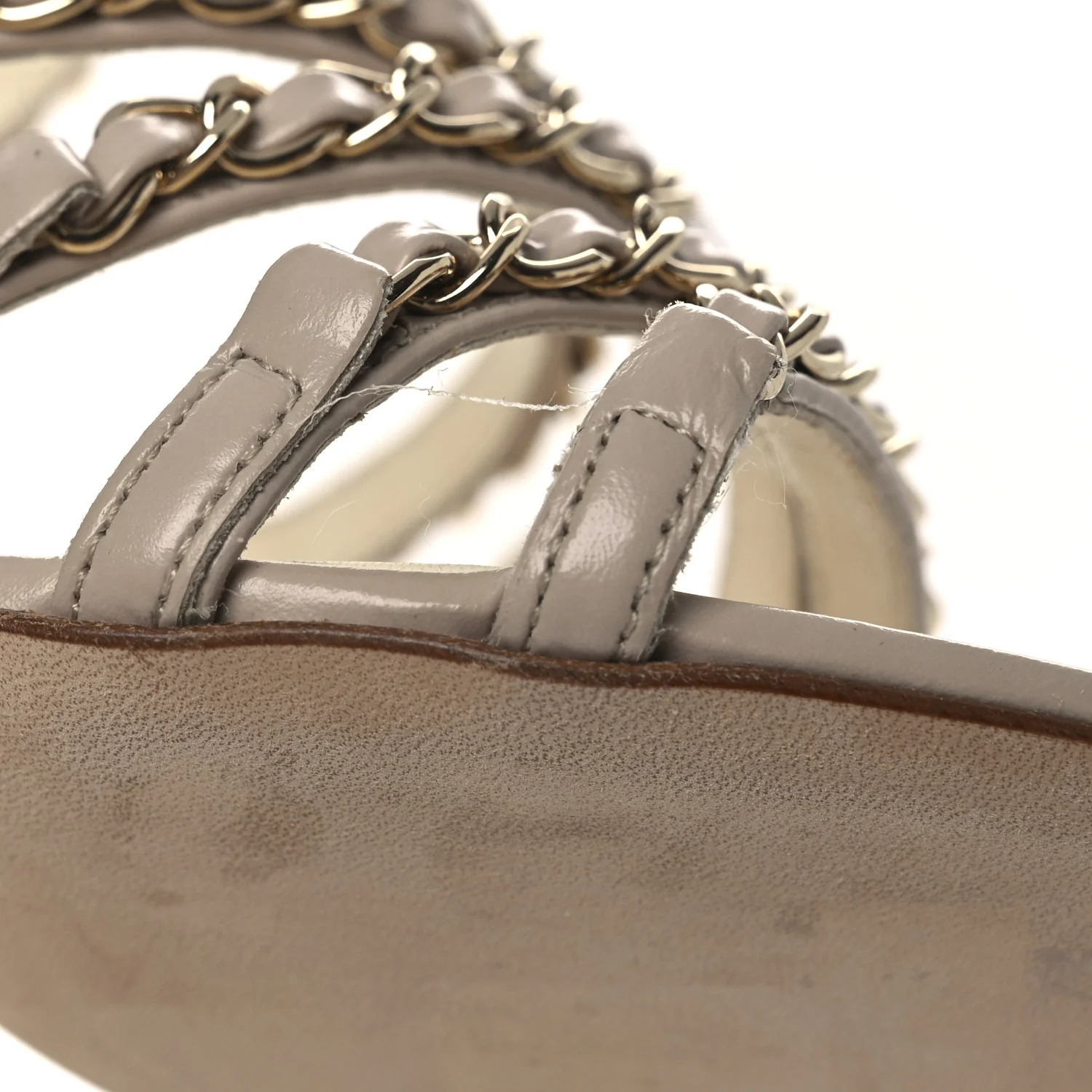 Calfskin Chain Sandals 36 Dark Beige - Image 10