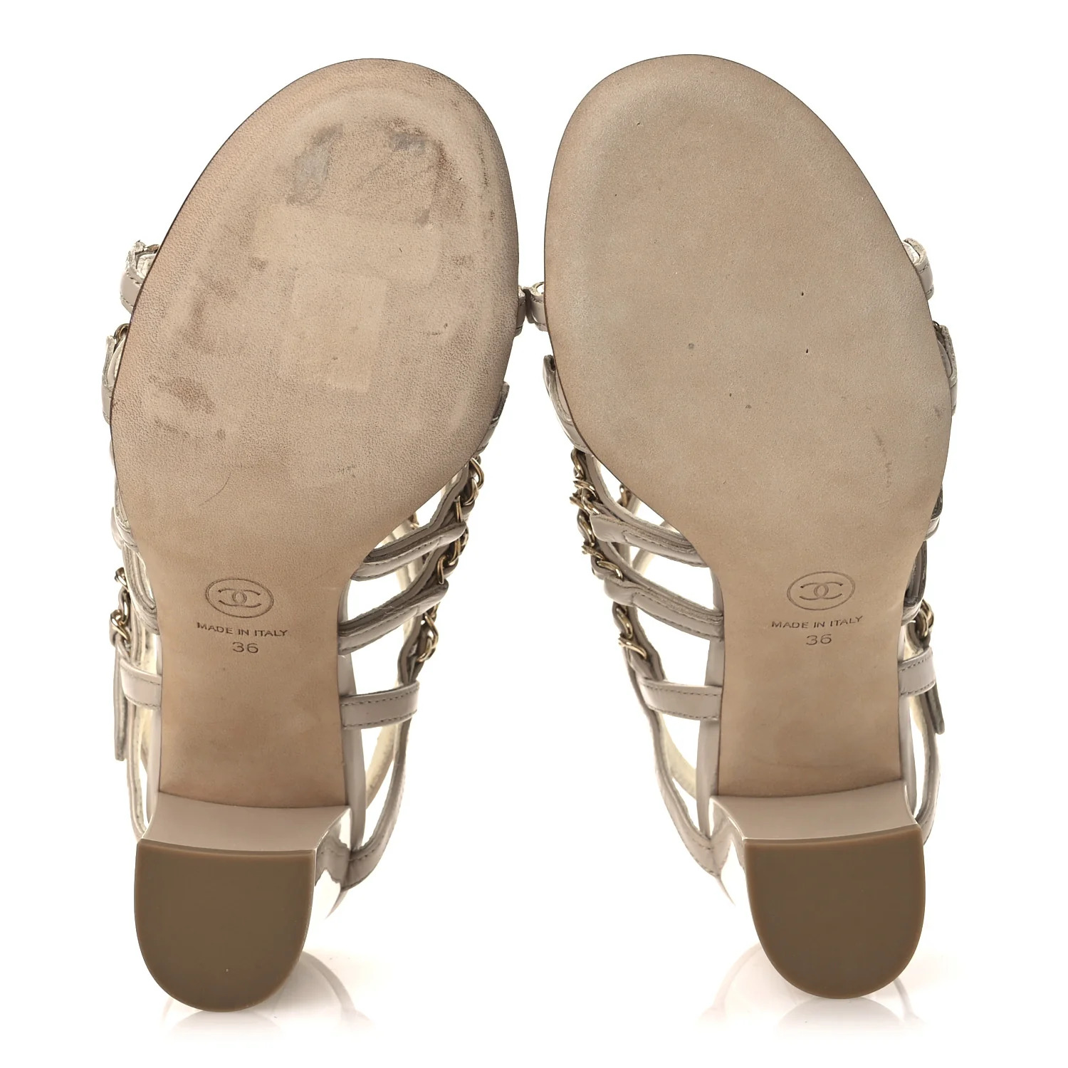 Calfskin Chain Sandals 36 Dark Beige - Image 7