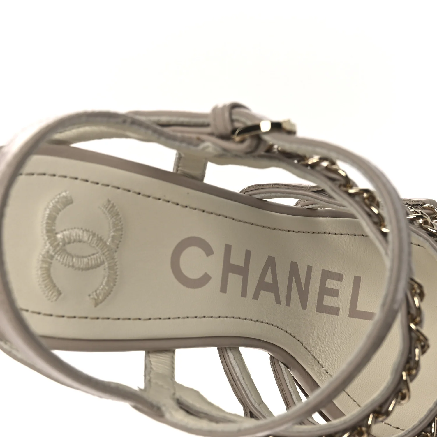 Calfskin Chain Sandals 36 Dark Beige - Image 9
