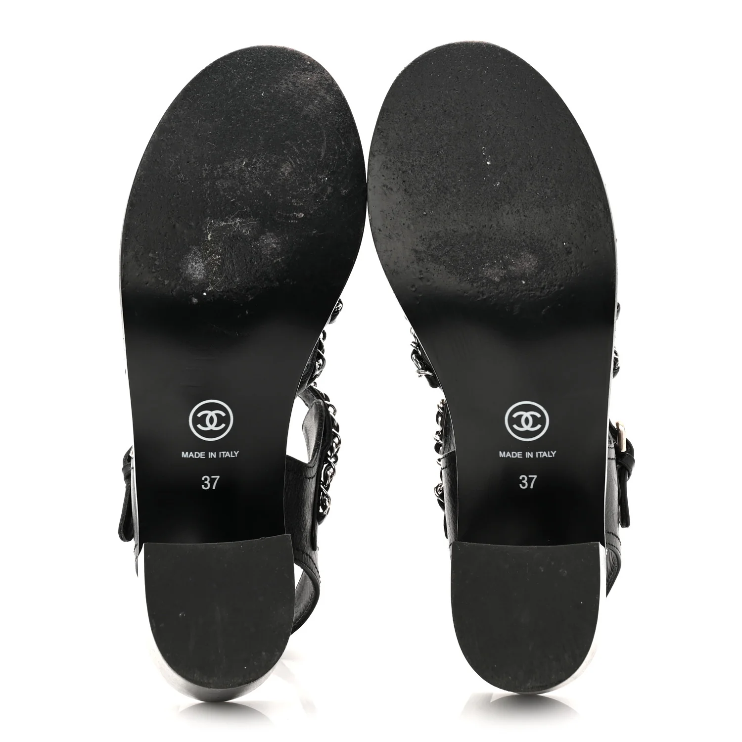 Calfskin Chain Sandals 37 Black - Image 6