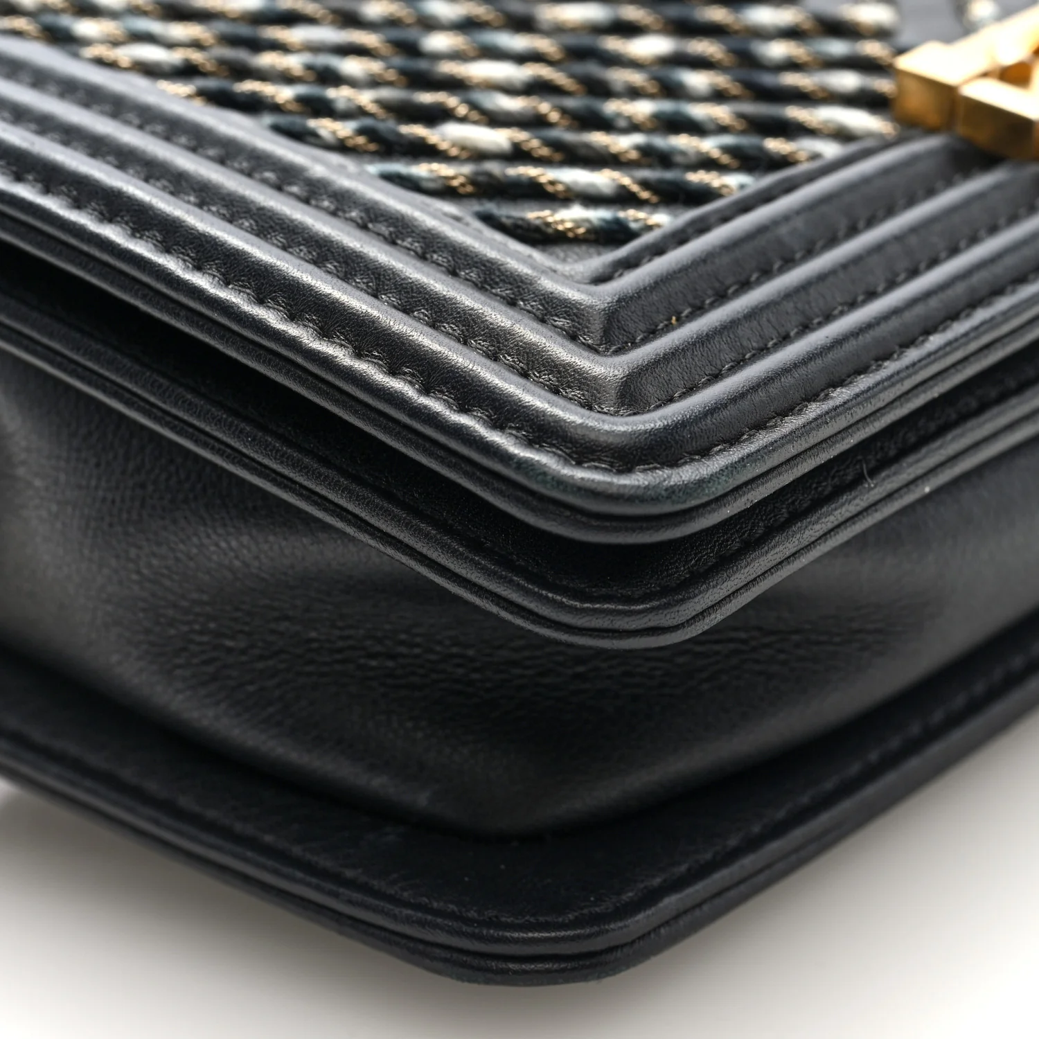 Calfskin Chevron Embroidered Boy By The Sea Flap Waist Belt Bag Black - Image 9