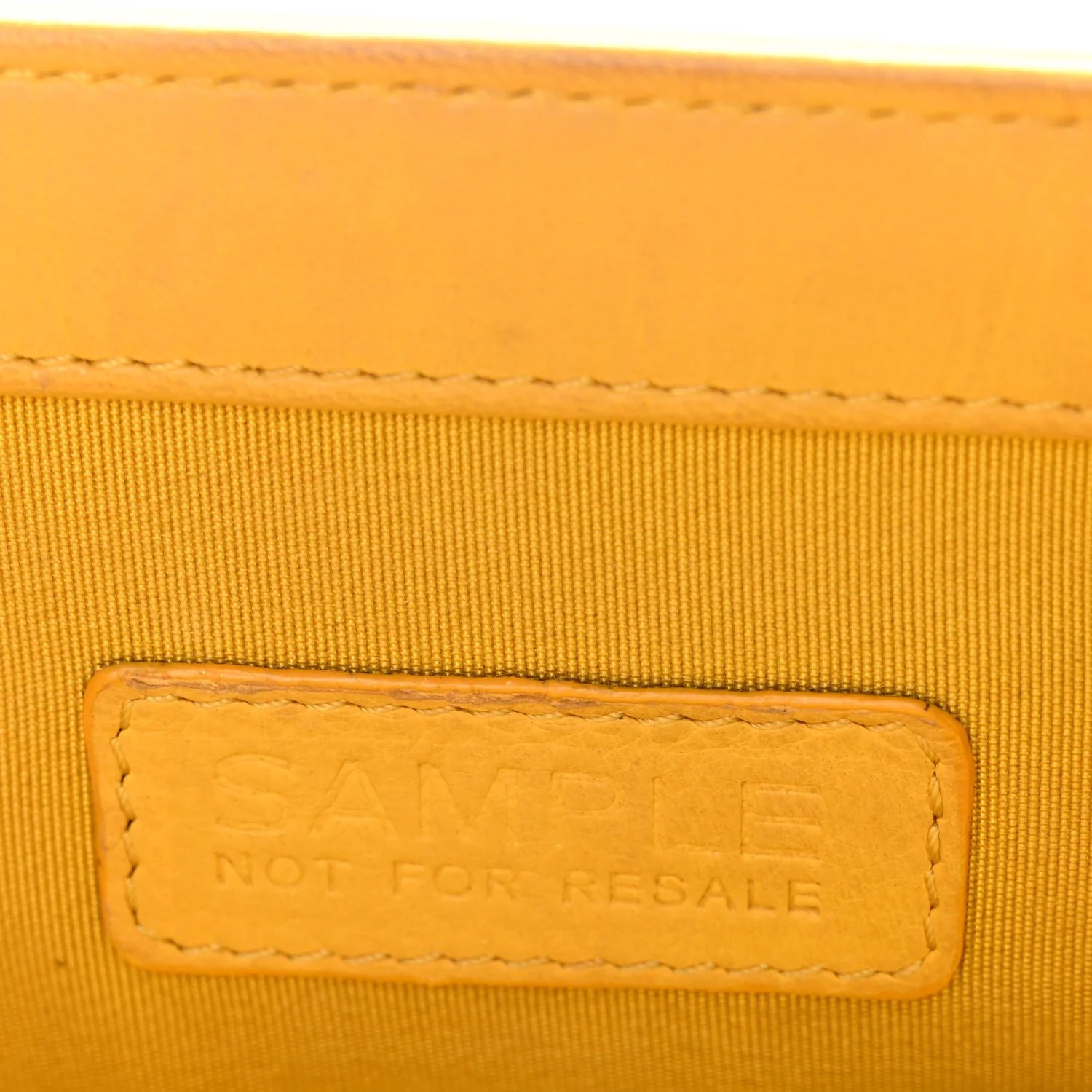 Calfskin Chevron Embroidered Medium Flap Yellow - Image 14