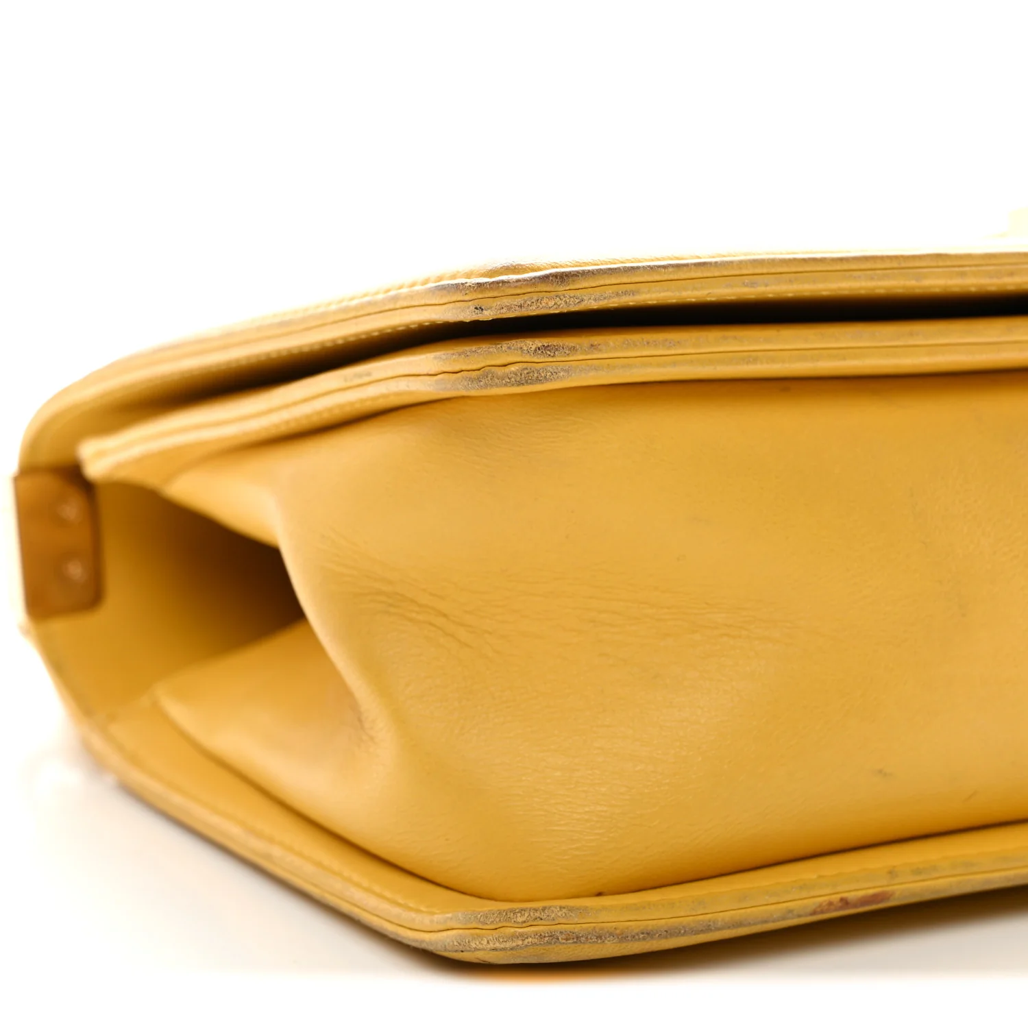 Calfskin Chevron Embroidered Medium Flap Yellow - Image 18