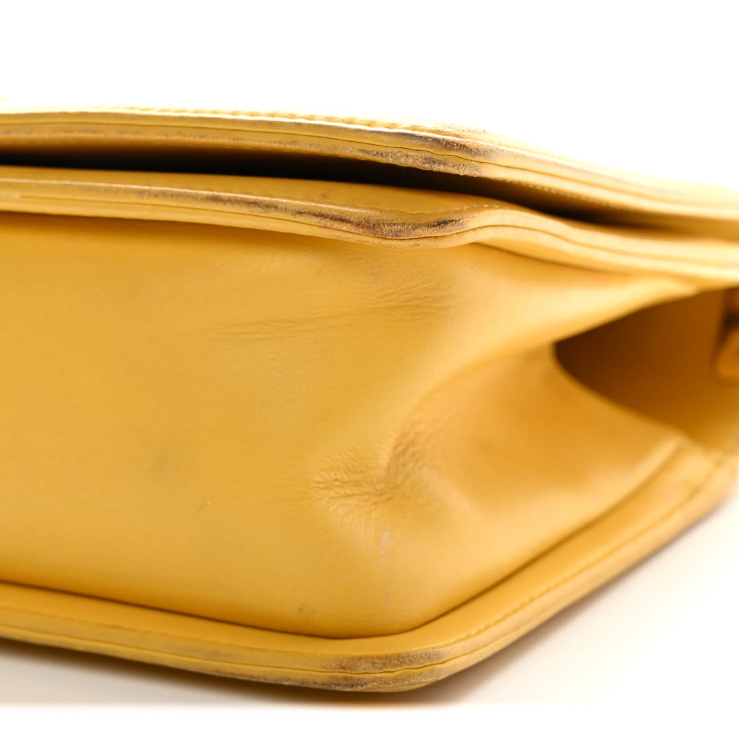 Calfskin Chevron Embroidered Medium Flap Yellow - Image 21
