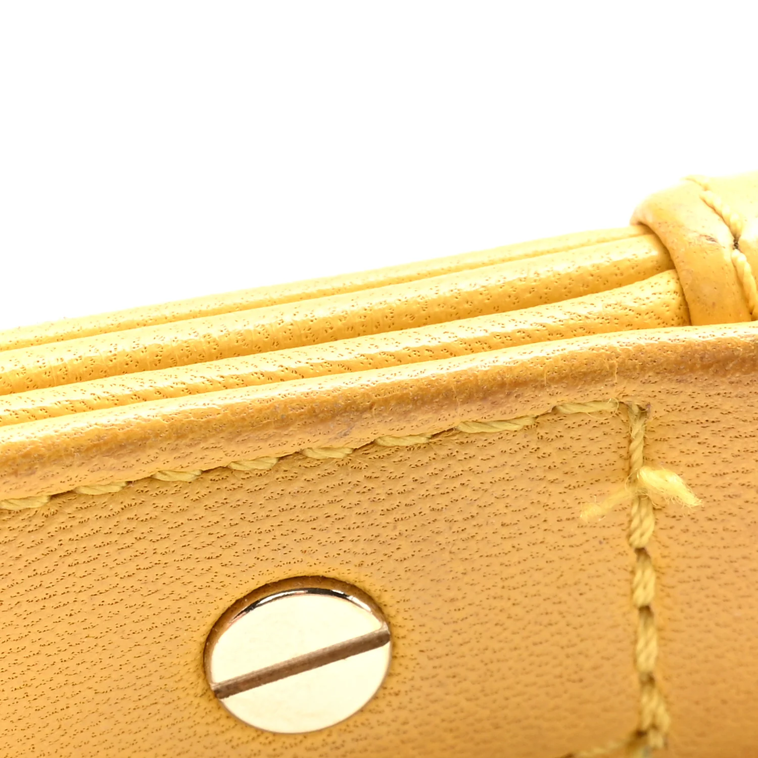 Calfskin Chevron Embroidered Medium Flap Yellow - Image 24
