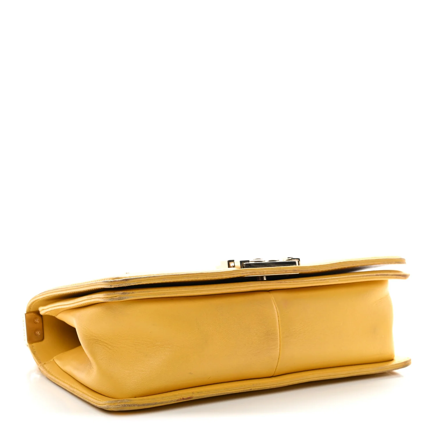 Calfskin Chevron Embroidered Medium Flap Yellow - Image 7