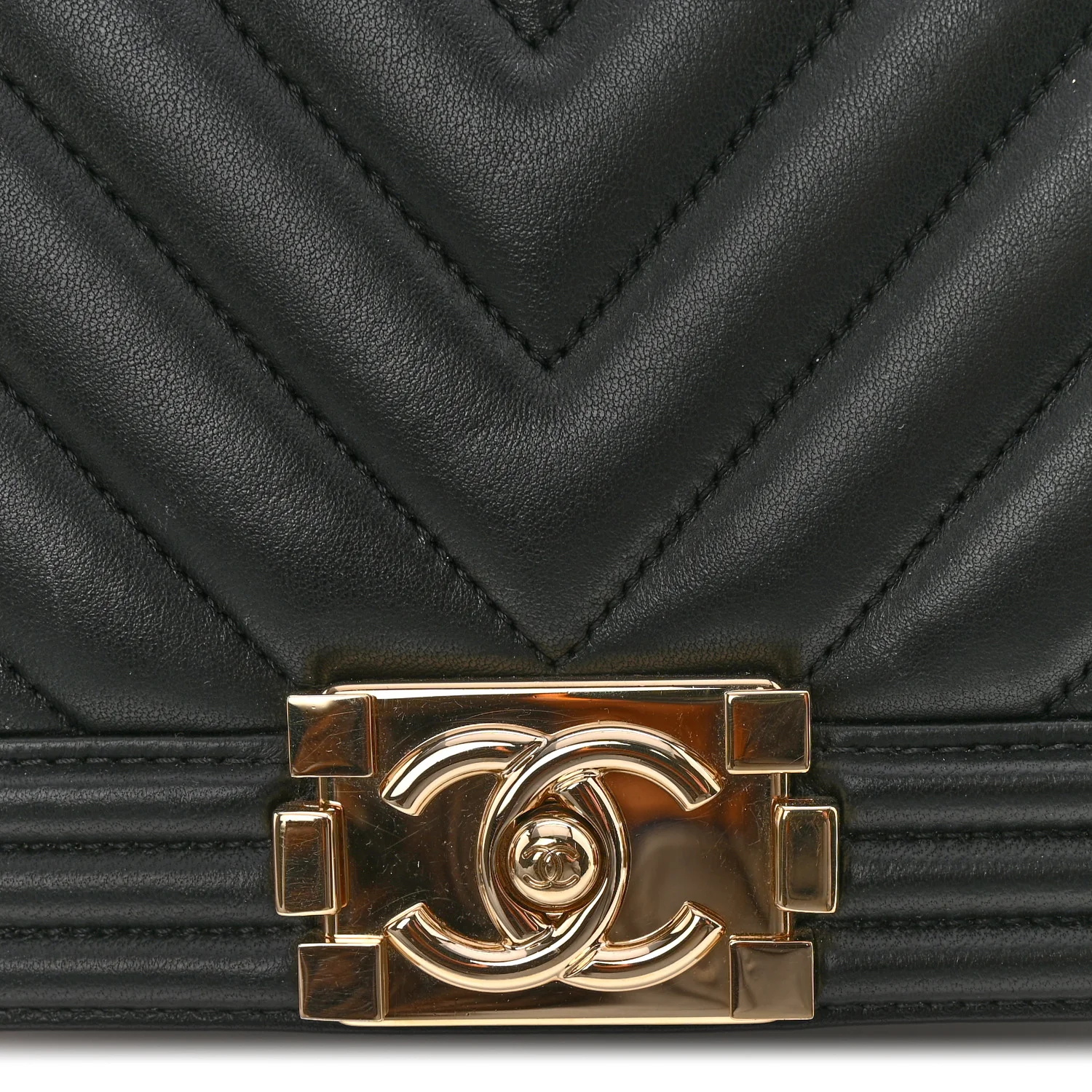 Calfskin Chevron Quilted Medium Boy Flap Black - Image 11