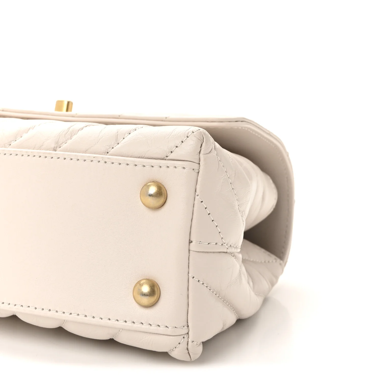 Calfskin Chevron Quilted Mini Coco Handle Flap Rose Pale - Image 10