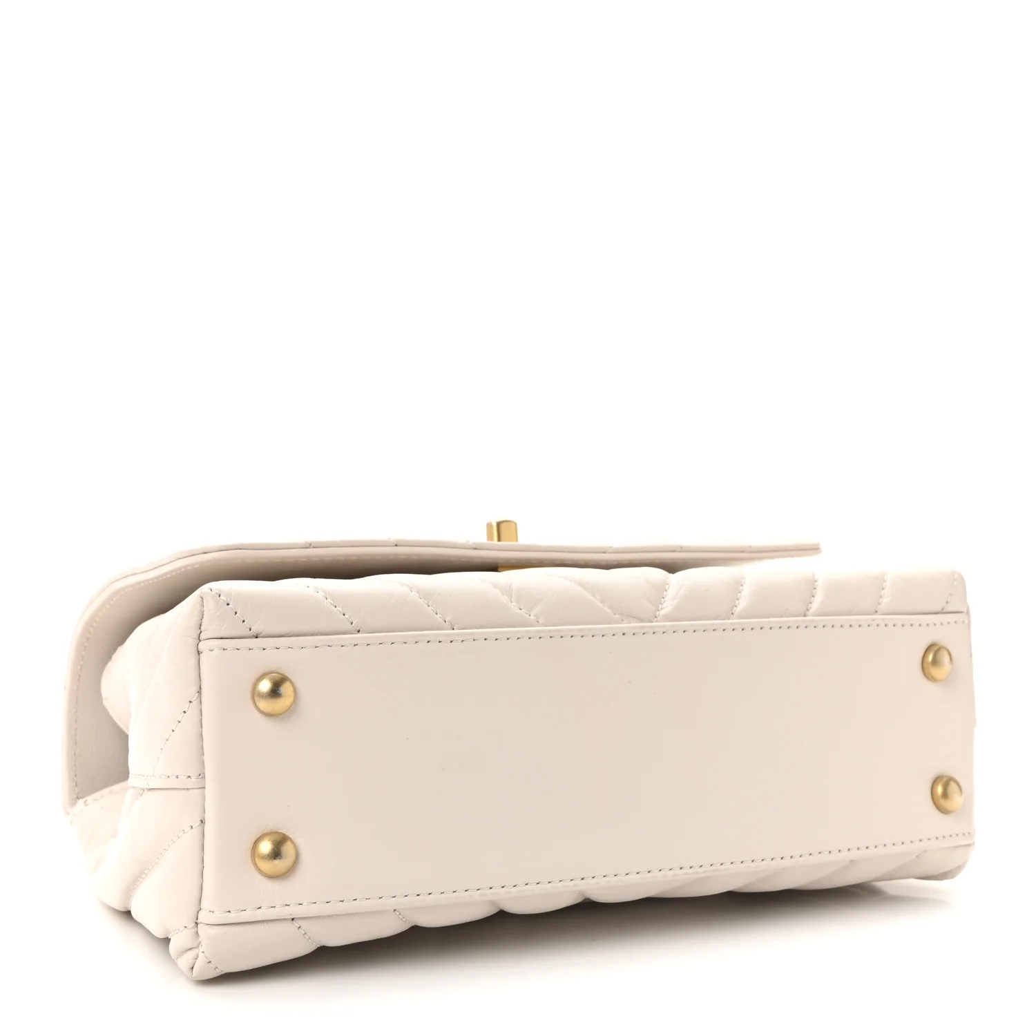 Calfskin Chevron Quilted Mini Coco Handle Flap Rose Pale - Image 4