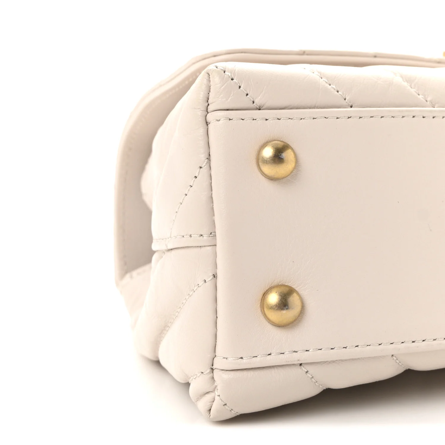 Calfskin Chevron Quilted Mini Coco Handle Flap Rose Pale - Image 9