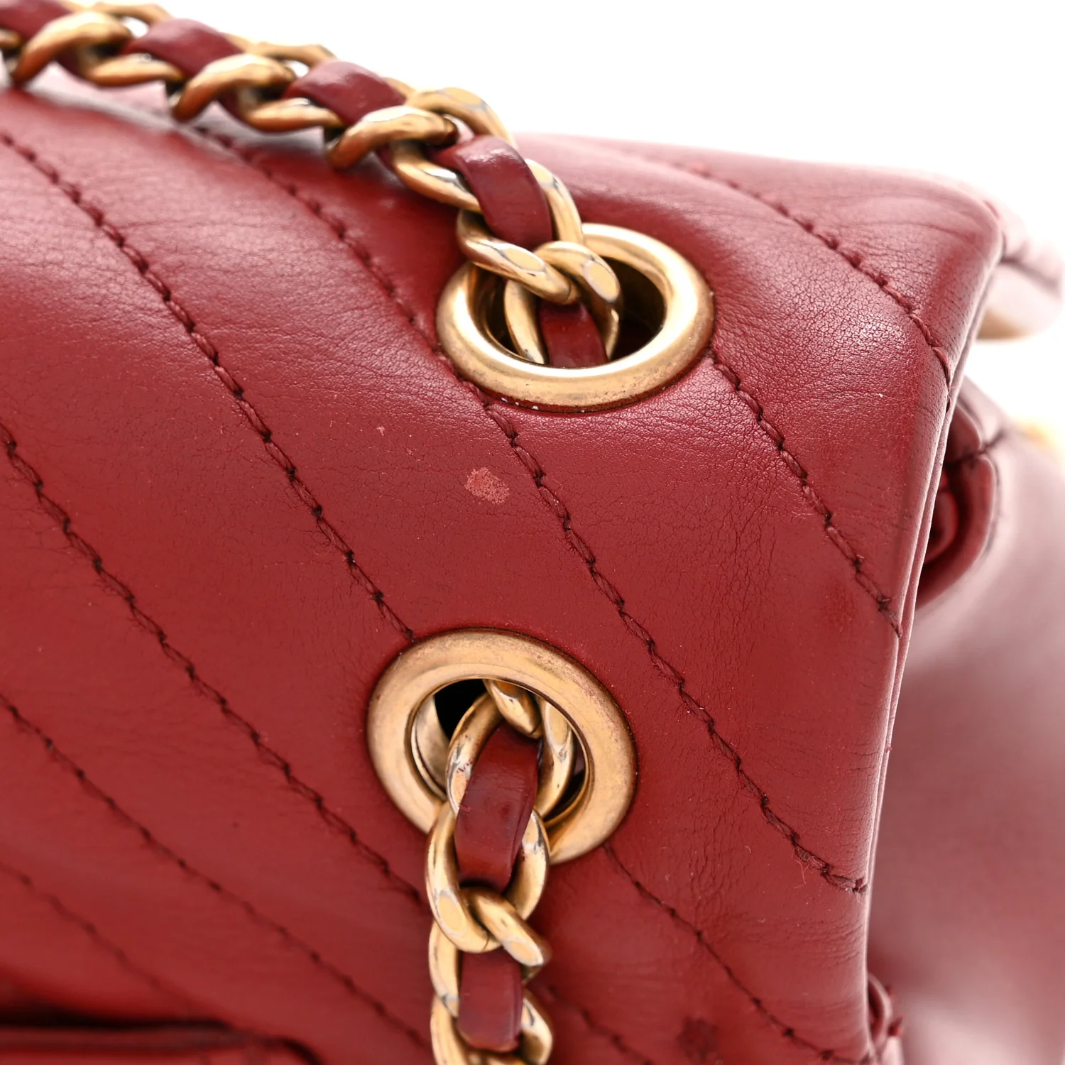 Calfskin Chevron Quilted Mini Rock The Corner Flap Red - Image 12