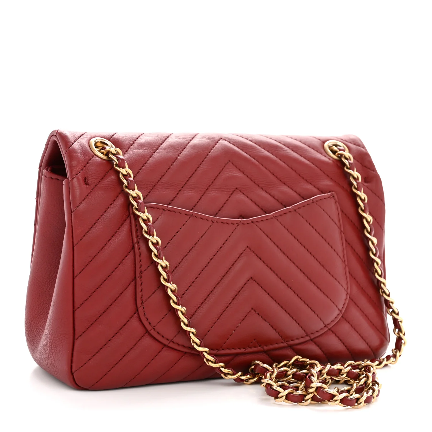 Calfskin Chevron Quilted Mini Rock The Corner Flap Red - Image 3