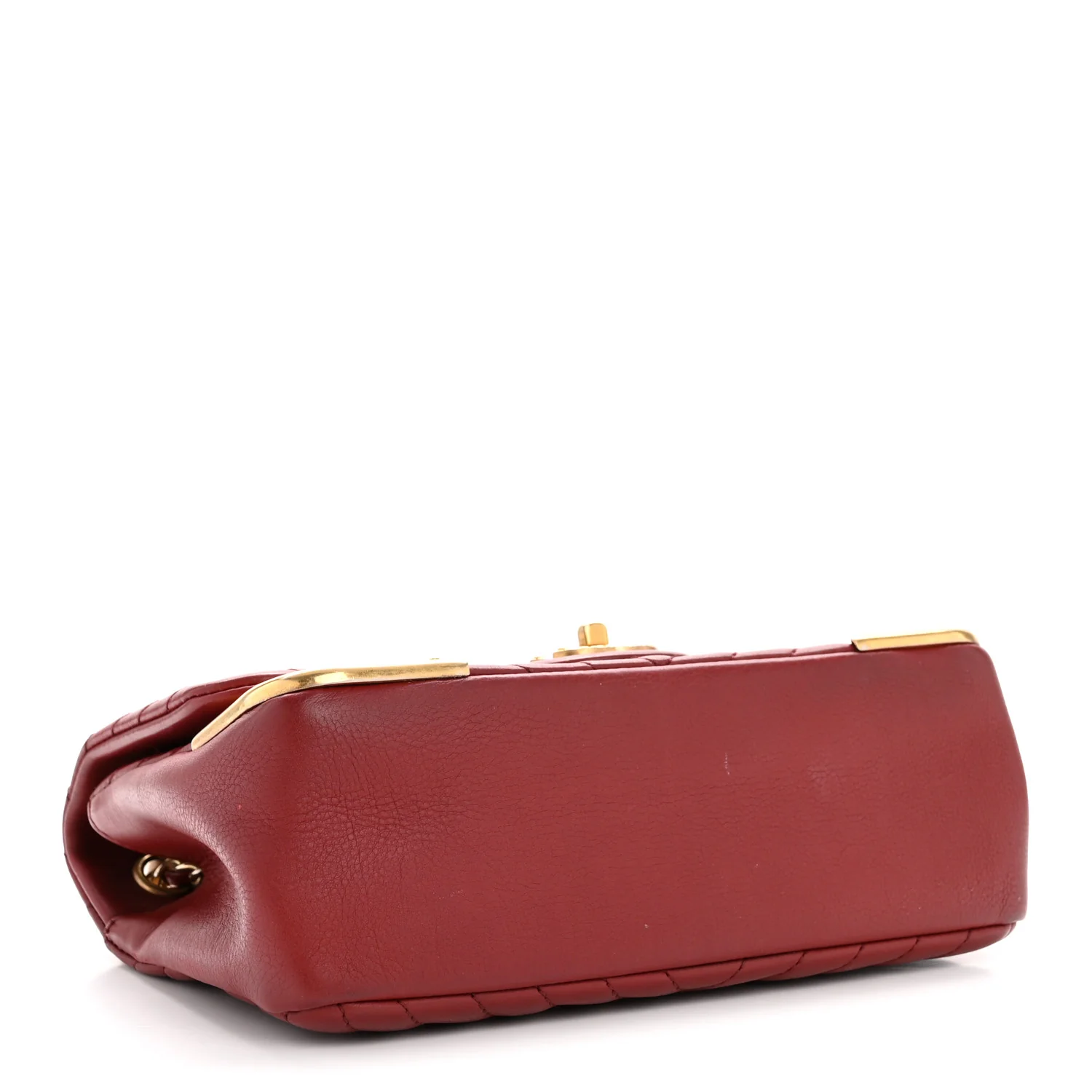 Calfskin Chevron Quilted Mini Rock The Corner Flap Red - Image 4