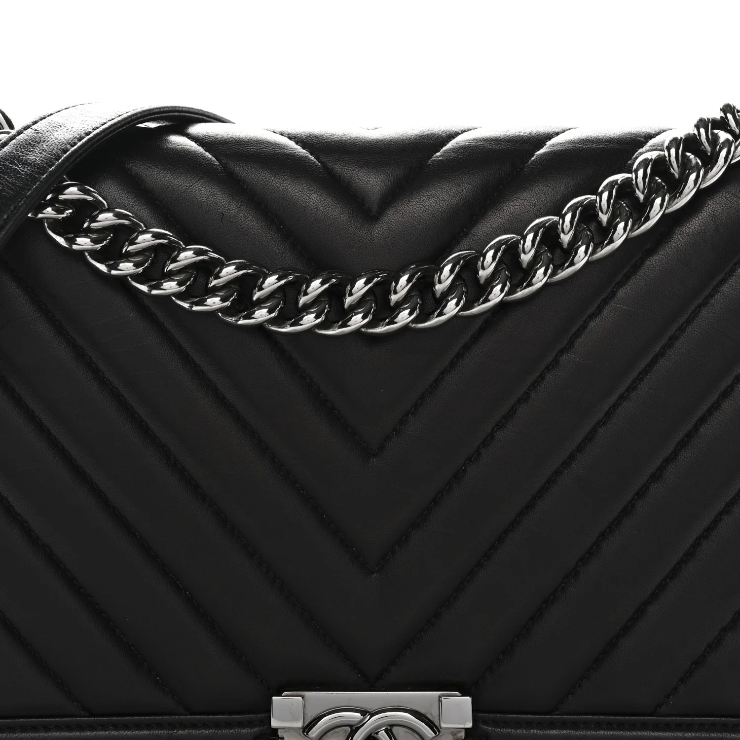 Calfskin Chevron Quilted New Medium Boy Flap Black - Image 11