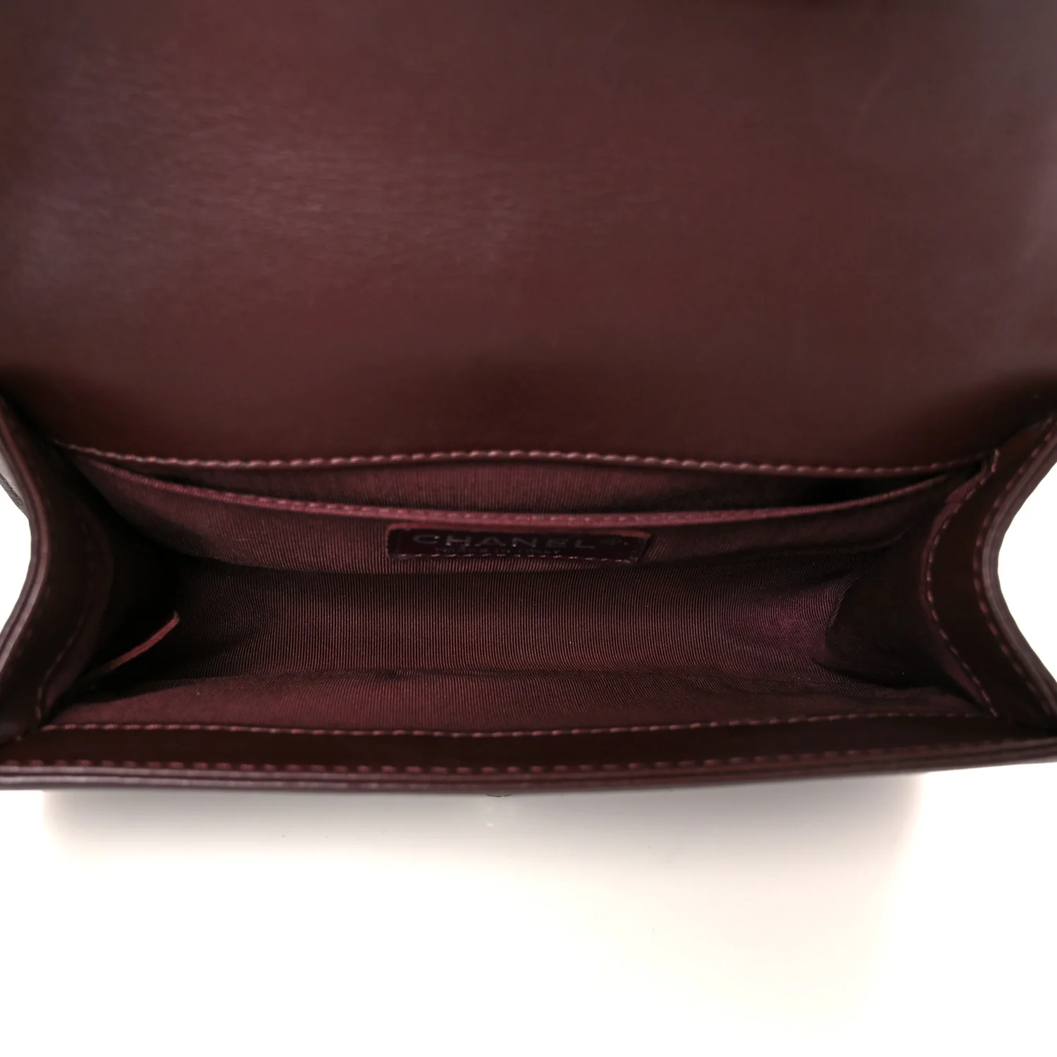 Calfskin Chevron Quilted Small Boy Flap Burgundy - Image 5