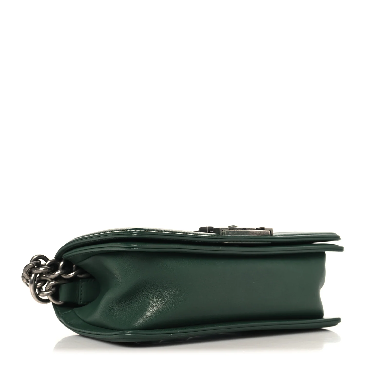 Calfskin Chevron Quilted Small Boy Flap Green - Image 4
