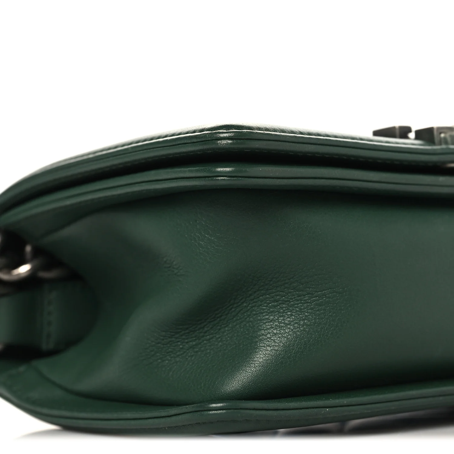 Calfskin Chevron Quilted Small Boy Flap Green - Image 9