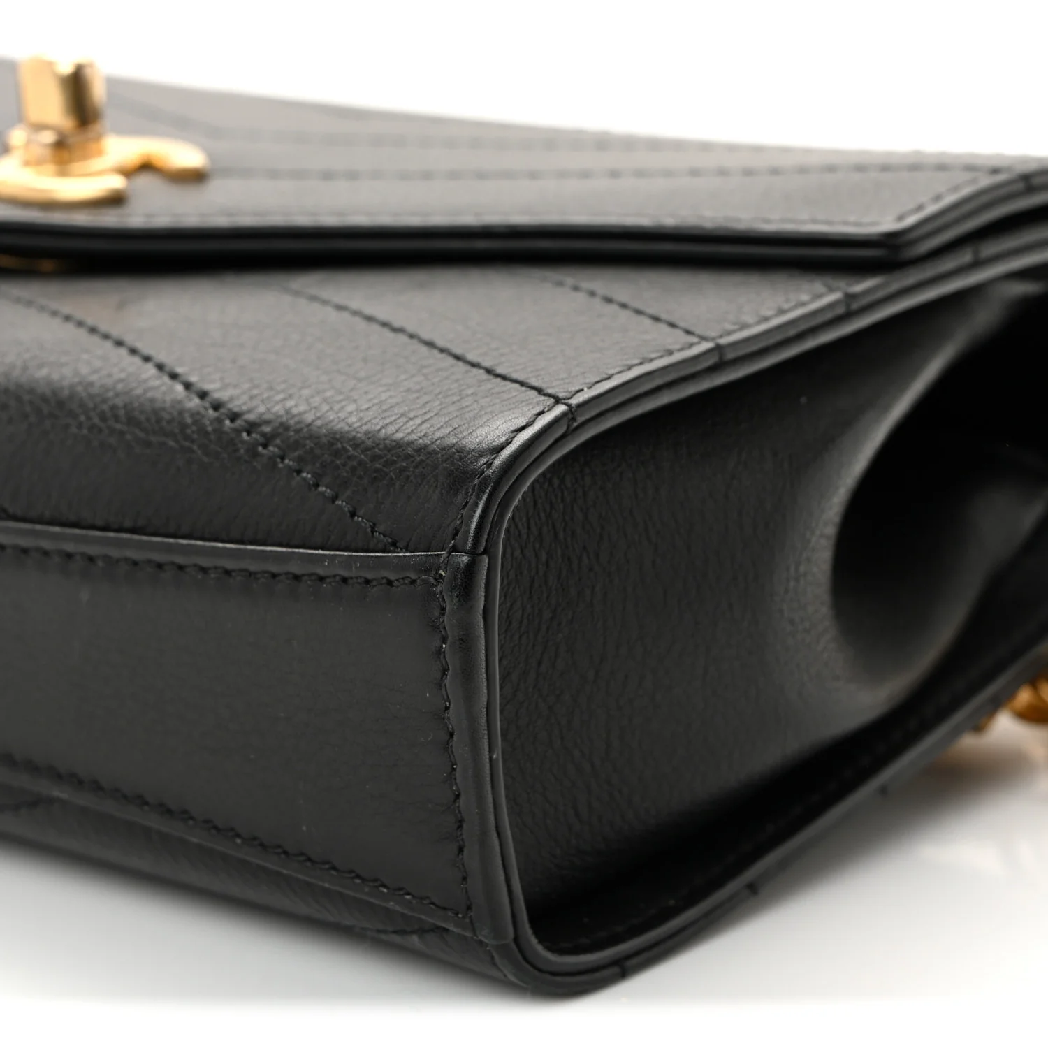 Calfskin Chevron Stitched Coco Waist Bag Black - Image 10