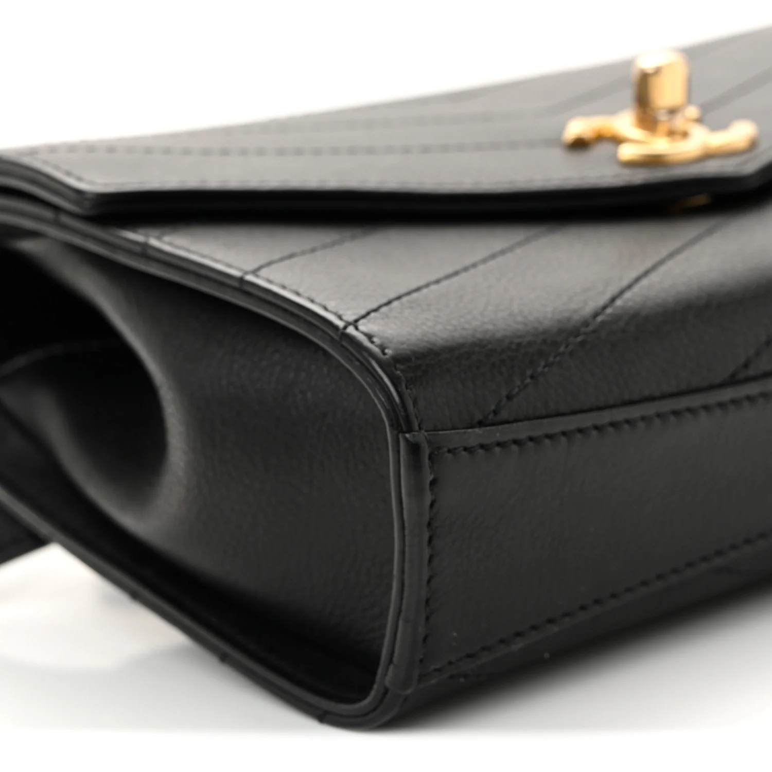 Calfskin Chevron Stitched Coco Waist Bag Black - Image 9