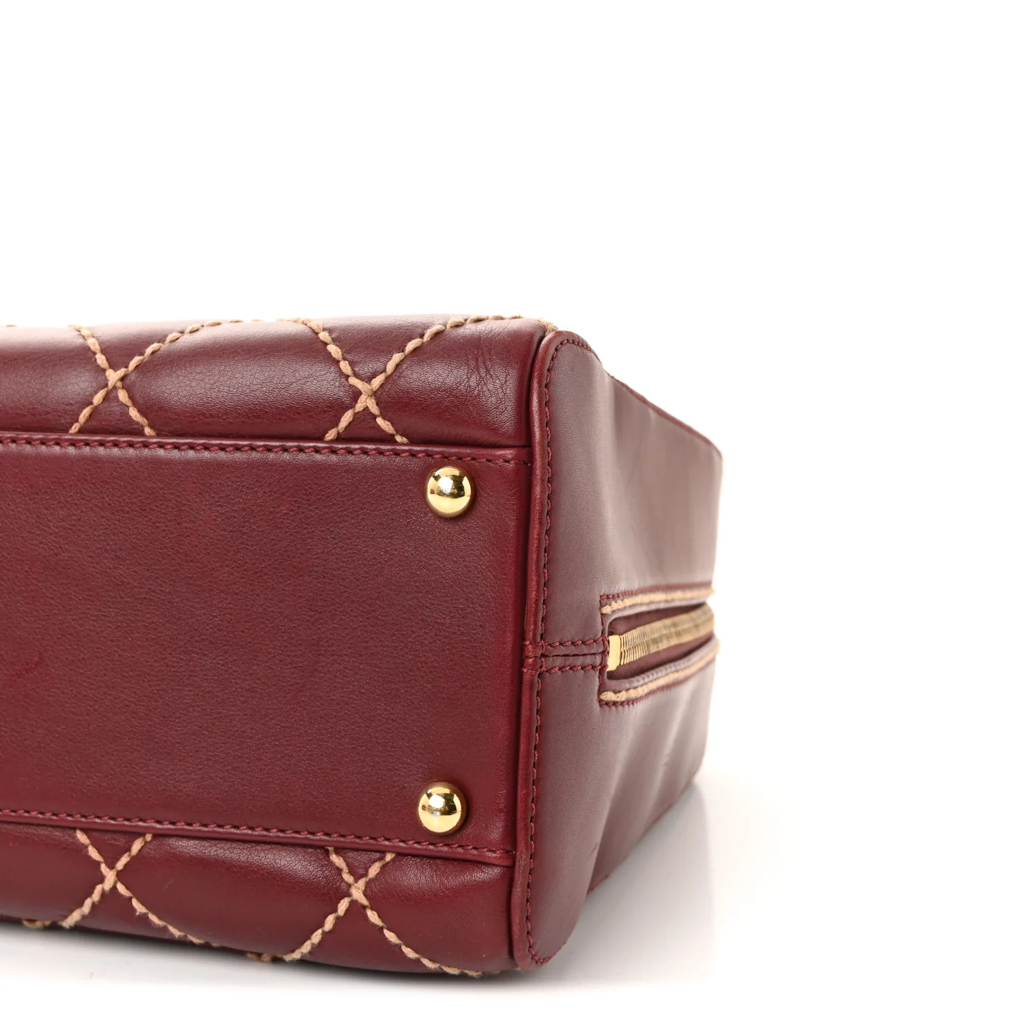 Calfskin Contrast Stitch Surpique Bowler Red - Image 11