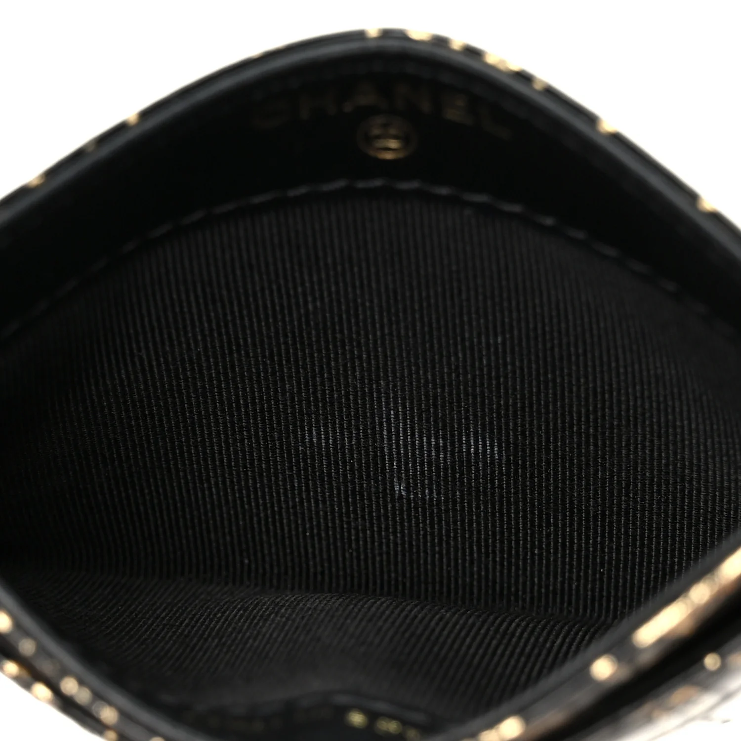 Calfskin Crocodile Embossed Graffiti 2.55 Cocodile Reissue Card Holder Black Gold - Image 5