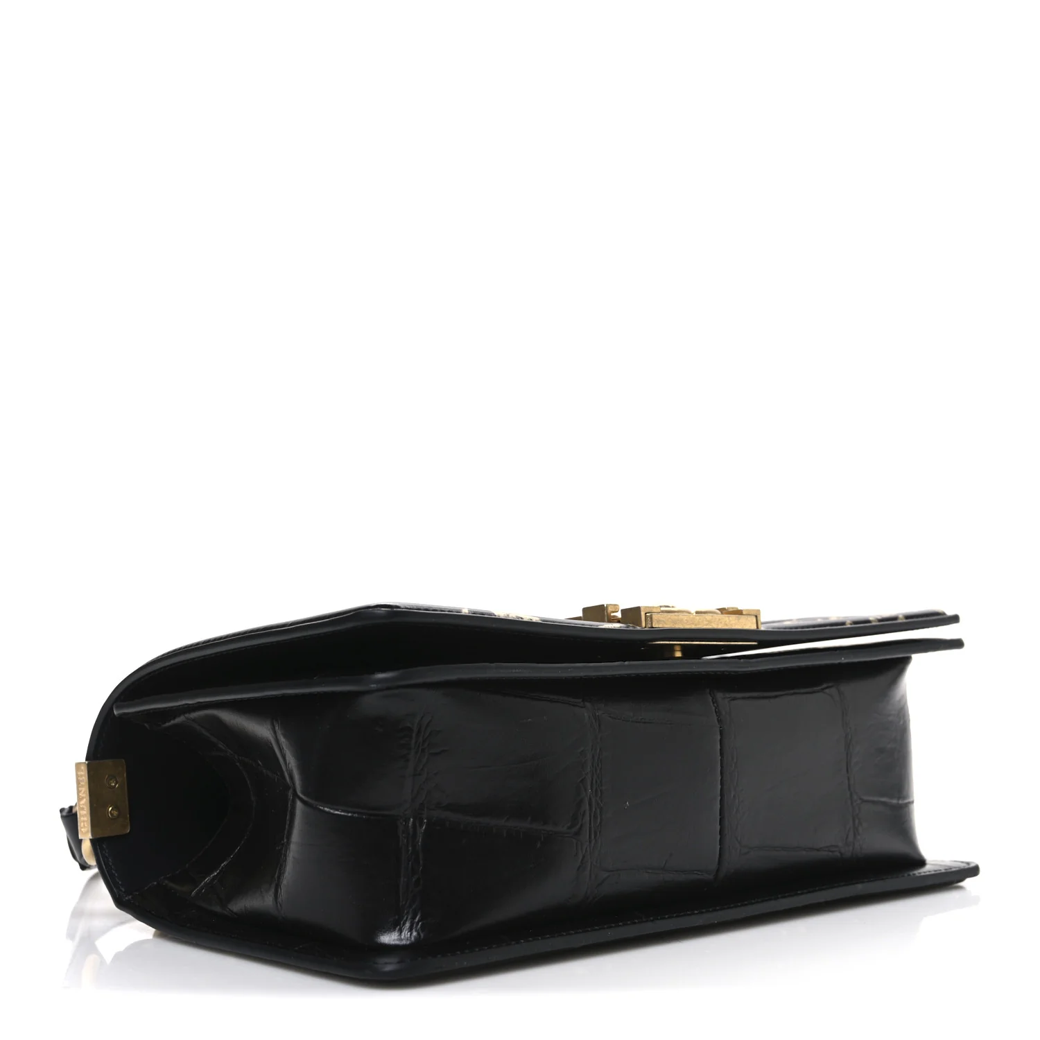 Calfskin Crocodile Embossed Graffiti Cocodile Medium Boy Flap Black - Image 4
