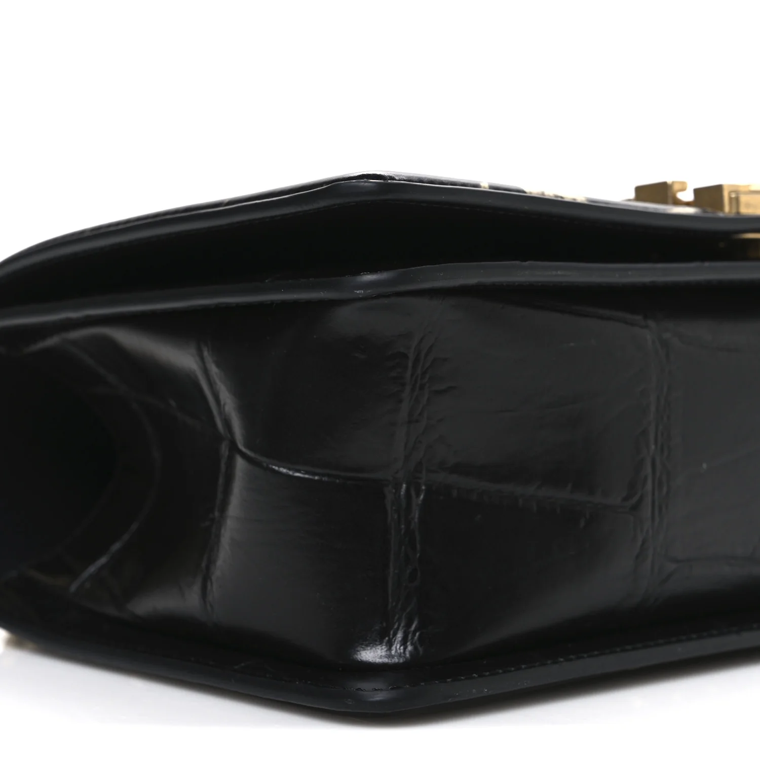 Calfskin Crocodile Embossed Graffiti Cocodile Medium Boy Flap Black - Image 9