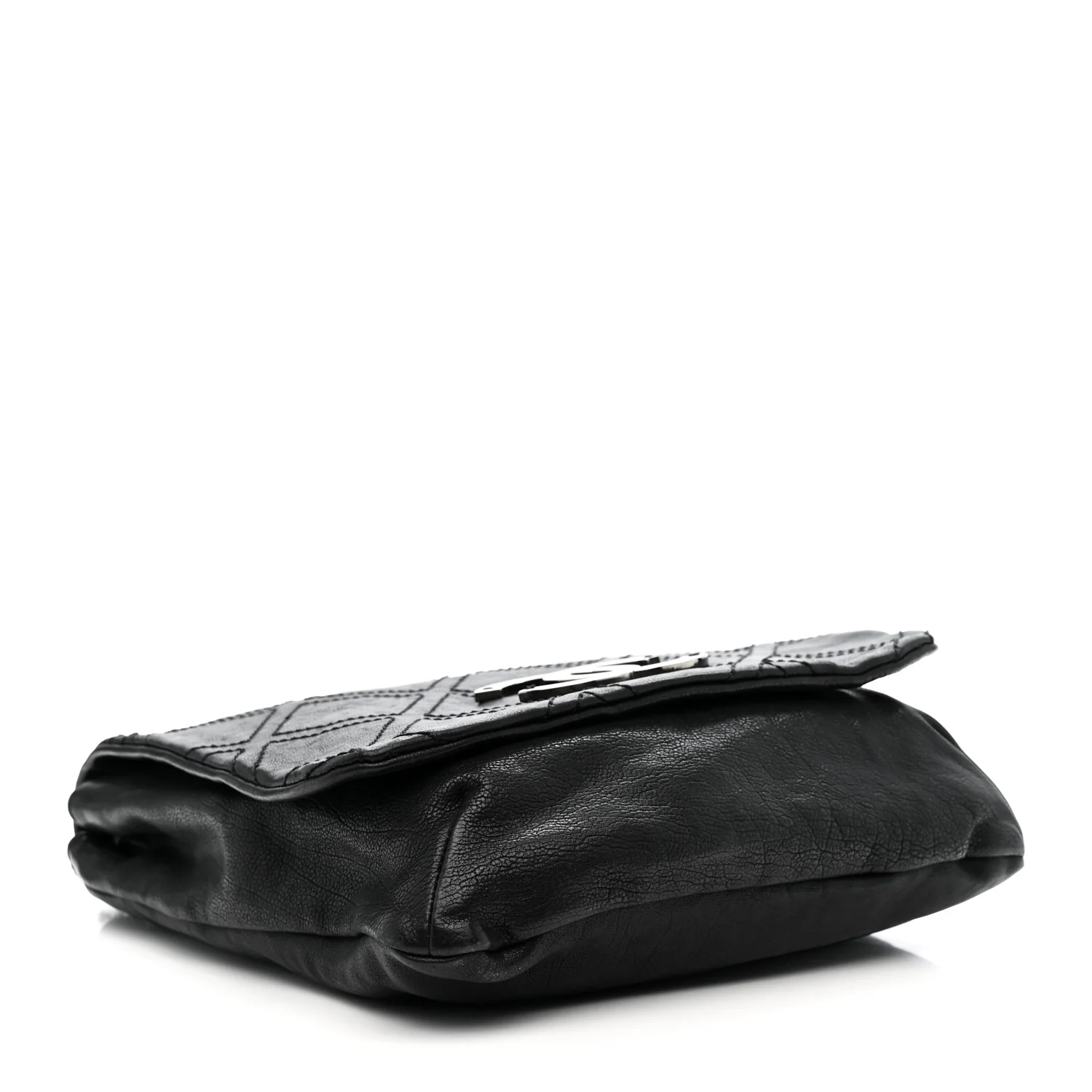 Calfskin Diamond Stitch Large Messenger Black - Image 4