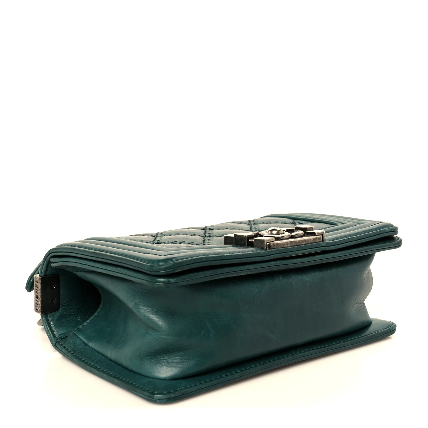 Calfskin Double Stitch Small Boy Flap Green - Image 4