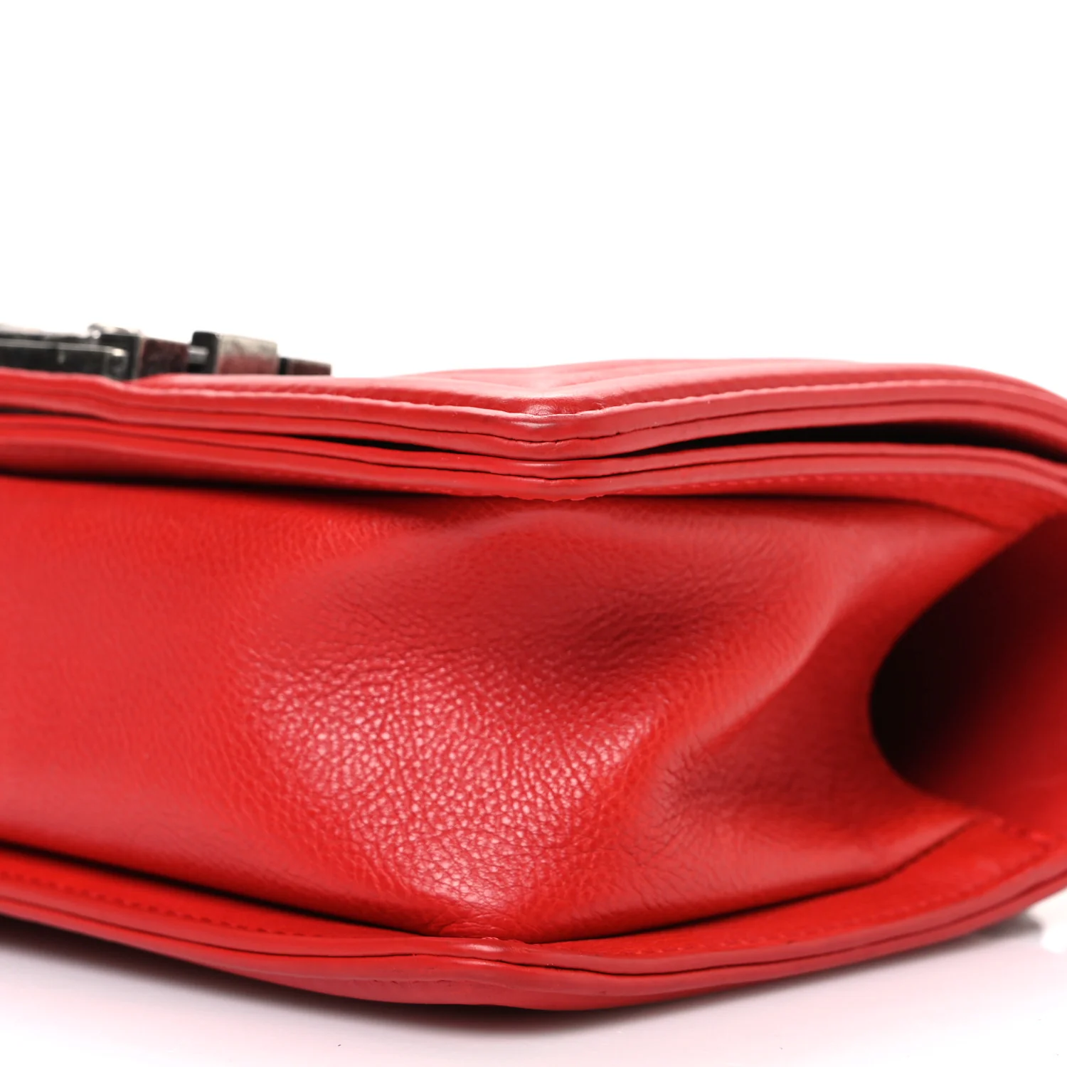 Calfskin Double Stitch Small Boy Flap Red - Image 10