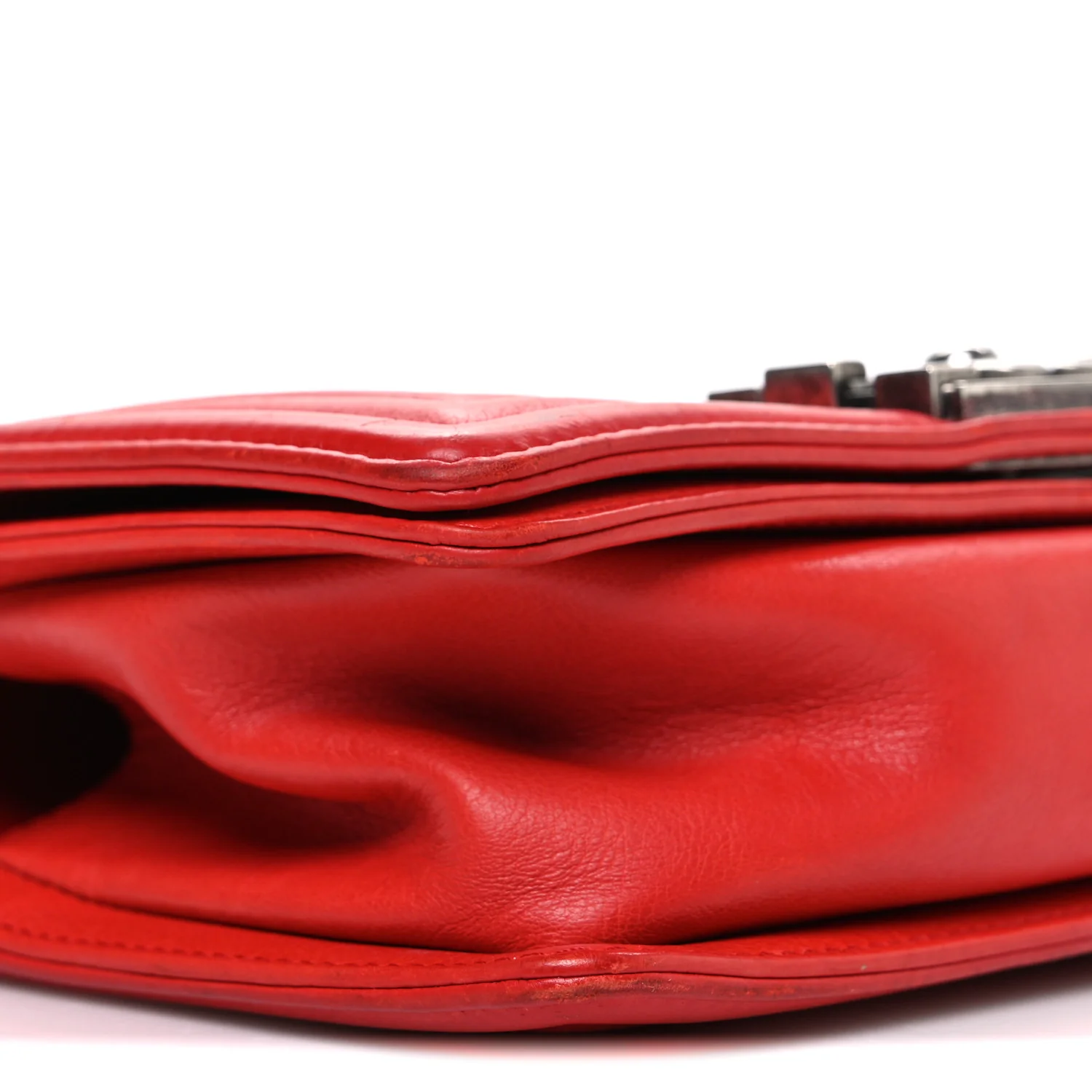 Calfskin Double Stitch Small Boy Flap Red - Image 9